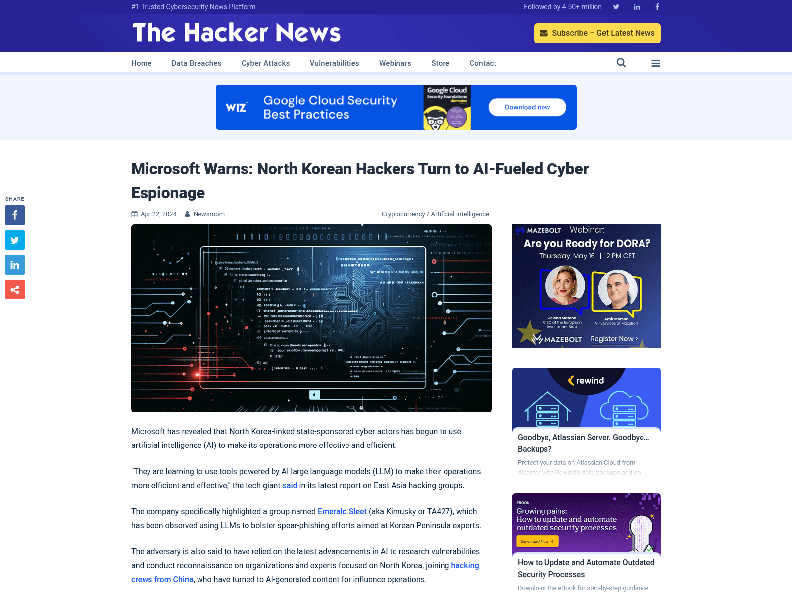 Microsoft Warns: North Korean Hackers Turn to AI-Fueled Cyber Espionage