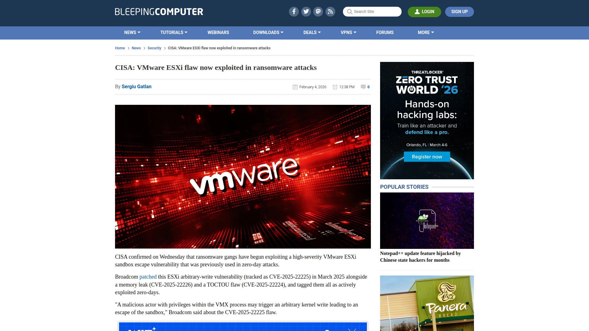 CISA: VMware ESXi flaw now exploited in ransomware attacks