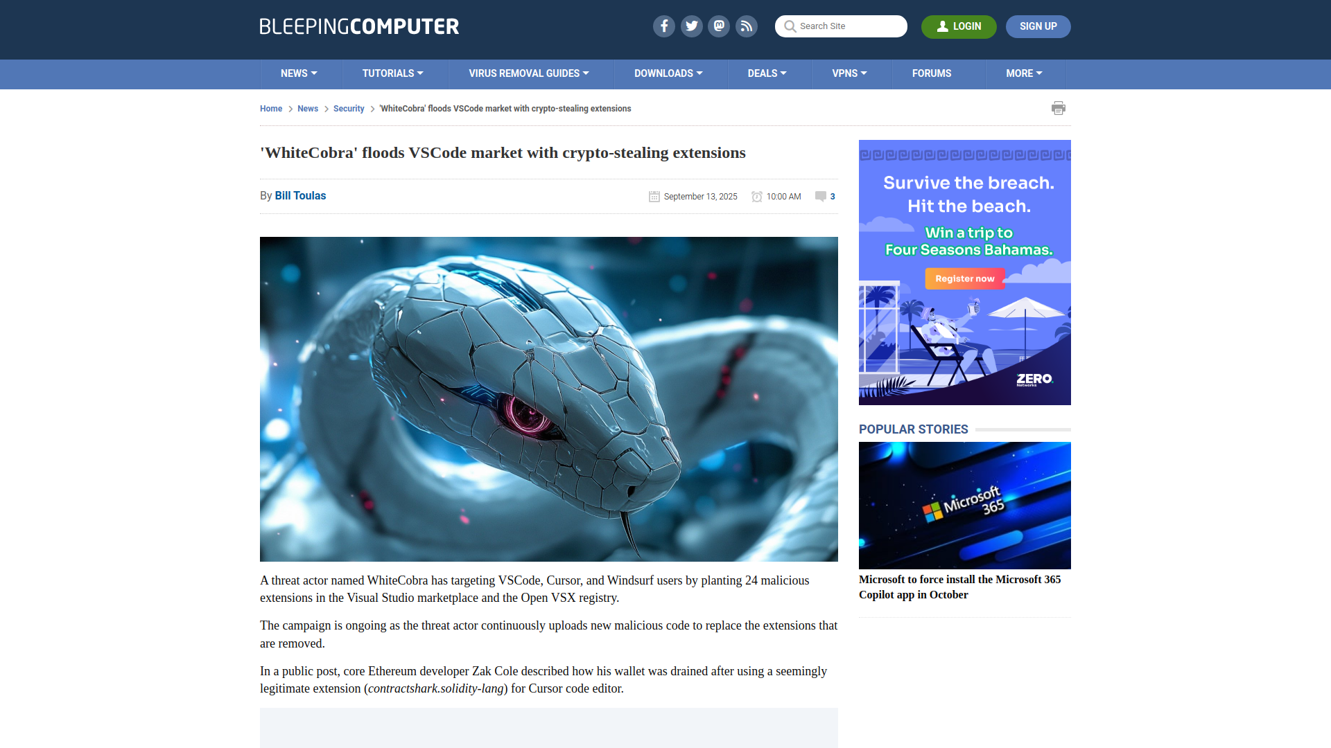 'WhiteCobra' floods VSCode market with crypto-stealing extensions
