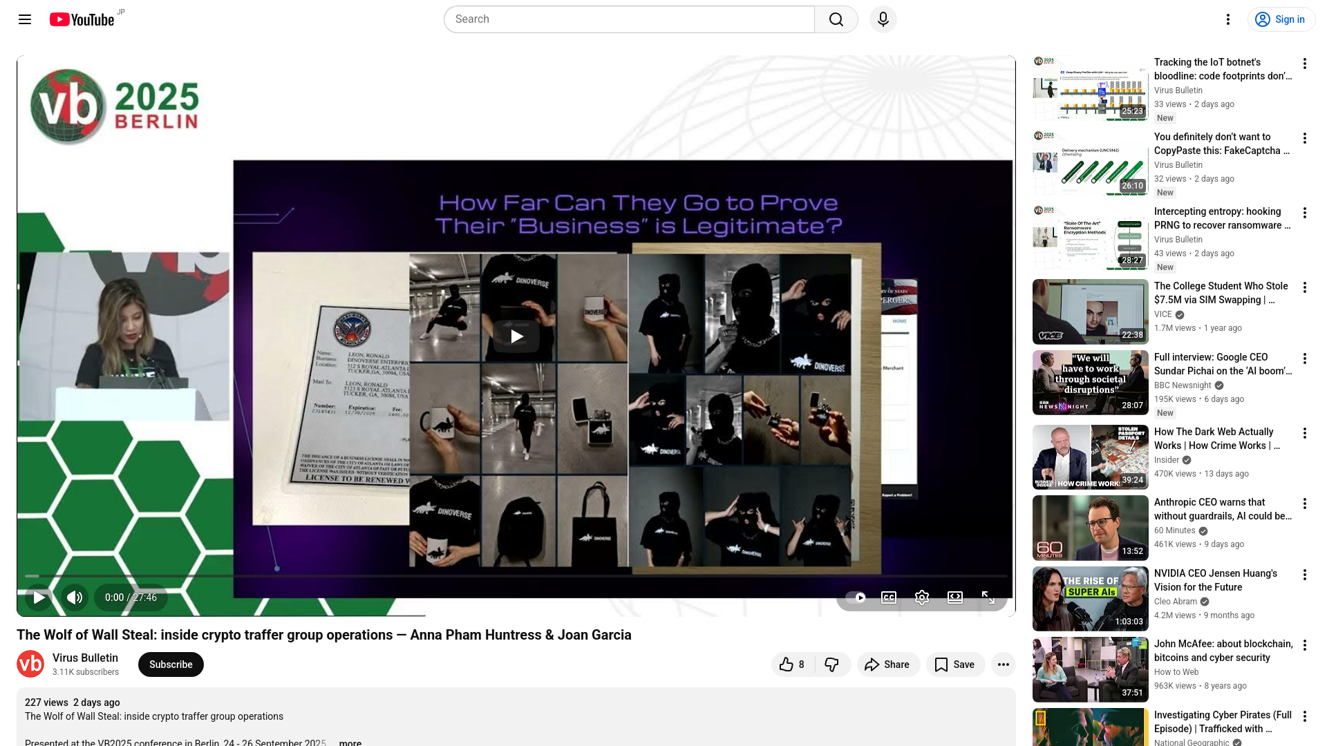 The Wolf of Wall Steal: inside crypto traffer group operations — Anna Pham Huntress & Joan Garcia - YouTube