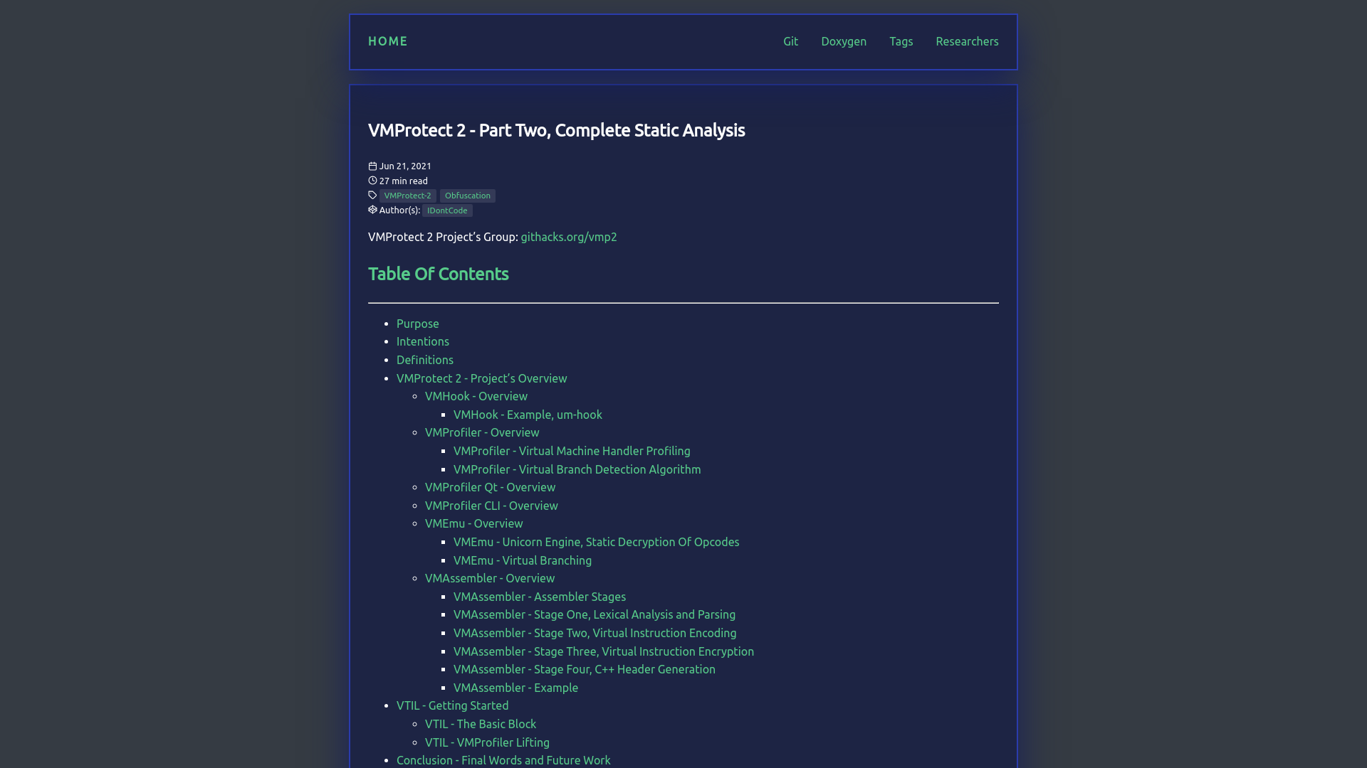 VMProtect 2 - Part Two, Complete Static Analysis // Back Engineering Blog