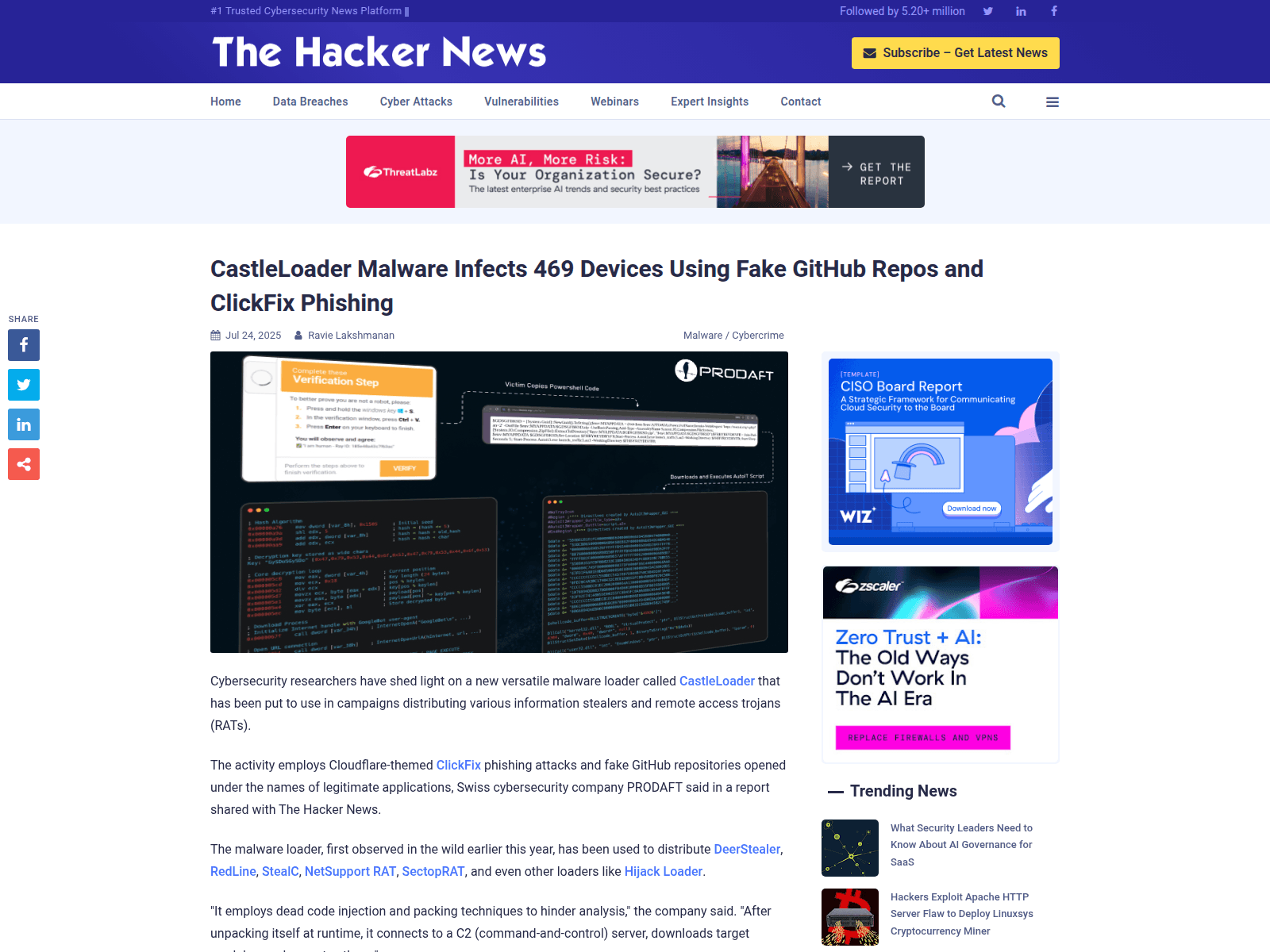CastleLoader Malware Infects 469 Devices Using Fake GitHub Repos and ClickFix Phishing