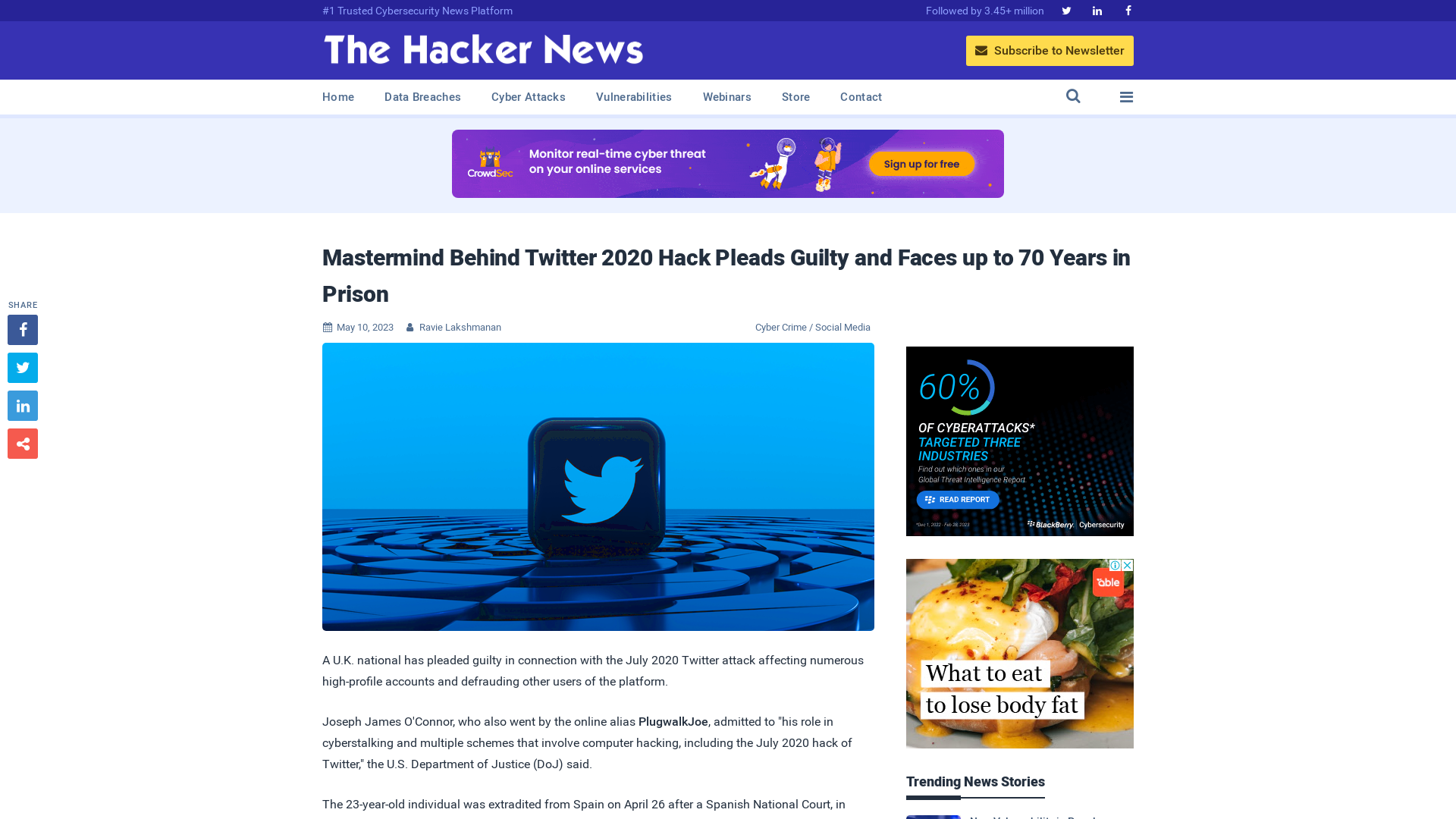 Mastermind Behind Twitter 2020 Hack Pleads Guilty and Faces up to 70 Years in Prison