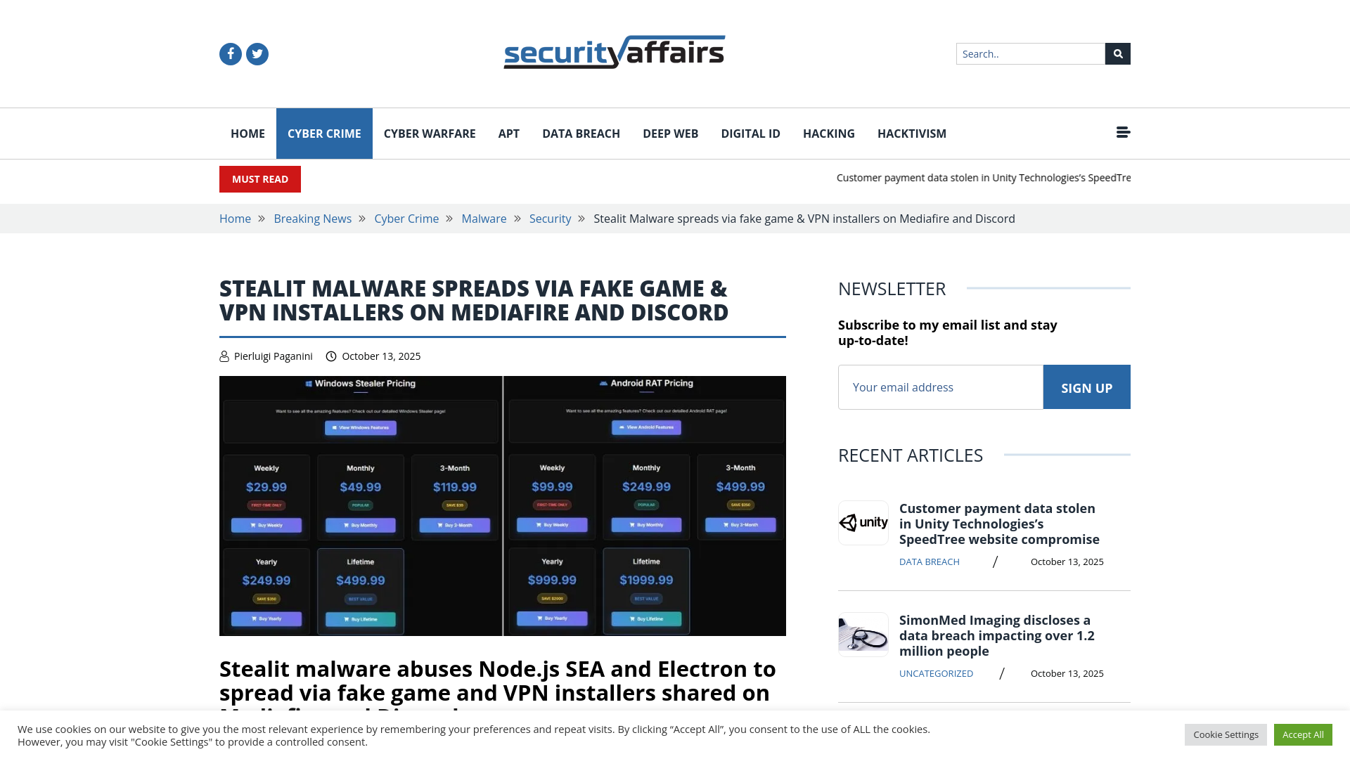 Stealit Malware spreads via fake game & VPN installers on Mediafire and Discord