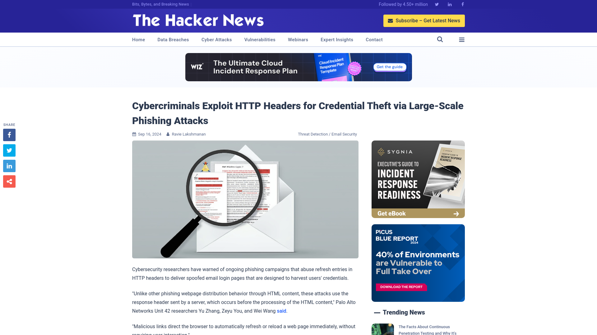 Cybercriminals Exploit HTTP Headers for Credential Theft via Large-Scale Phishing Attacks