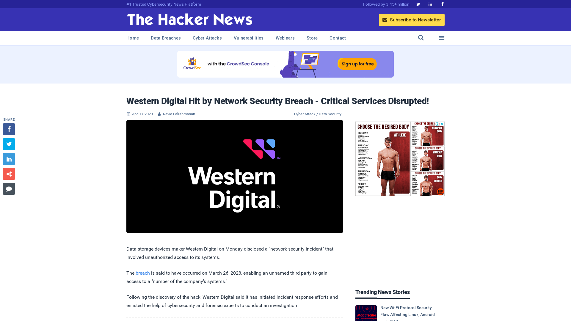 Western Digital Hit by Network Security Breach - Critical Services Disrupted!