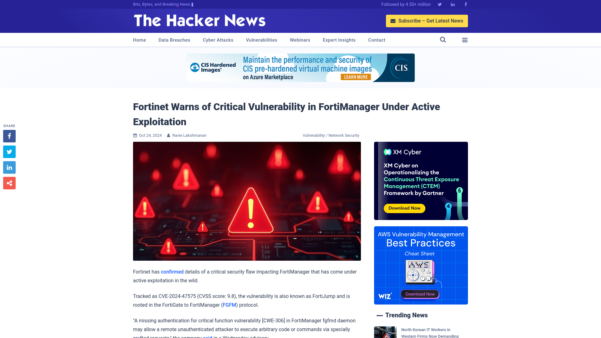 Fortinet Warns of Critical Vulnerability in FortiManager Under Active Exploitation