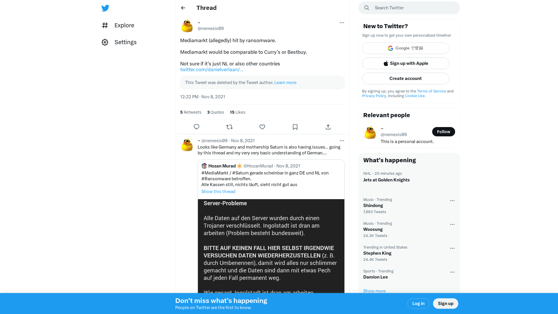 ~ on Twitter: "Mediamarkt (allegedly) hit by ransomware. Mediamarkt would be comparable to Curry’s or Bestbuy. Not sure if it’s just NL or also other countries" / Twitter