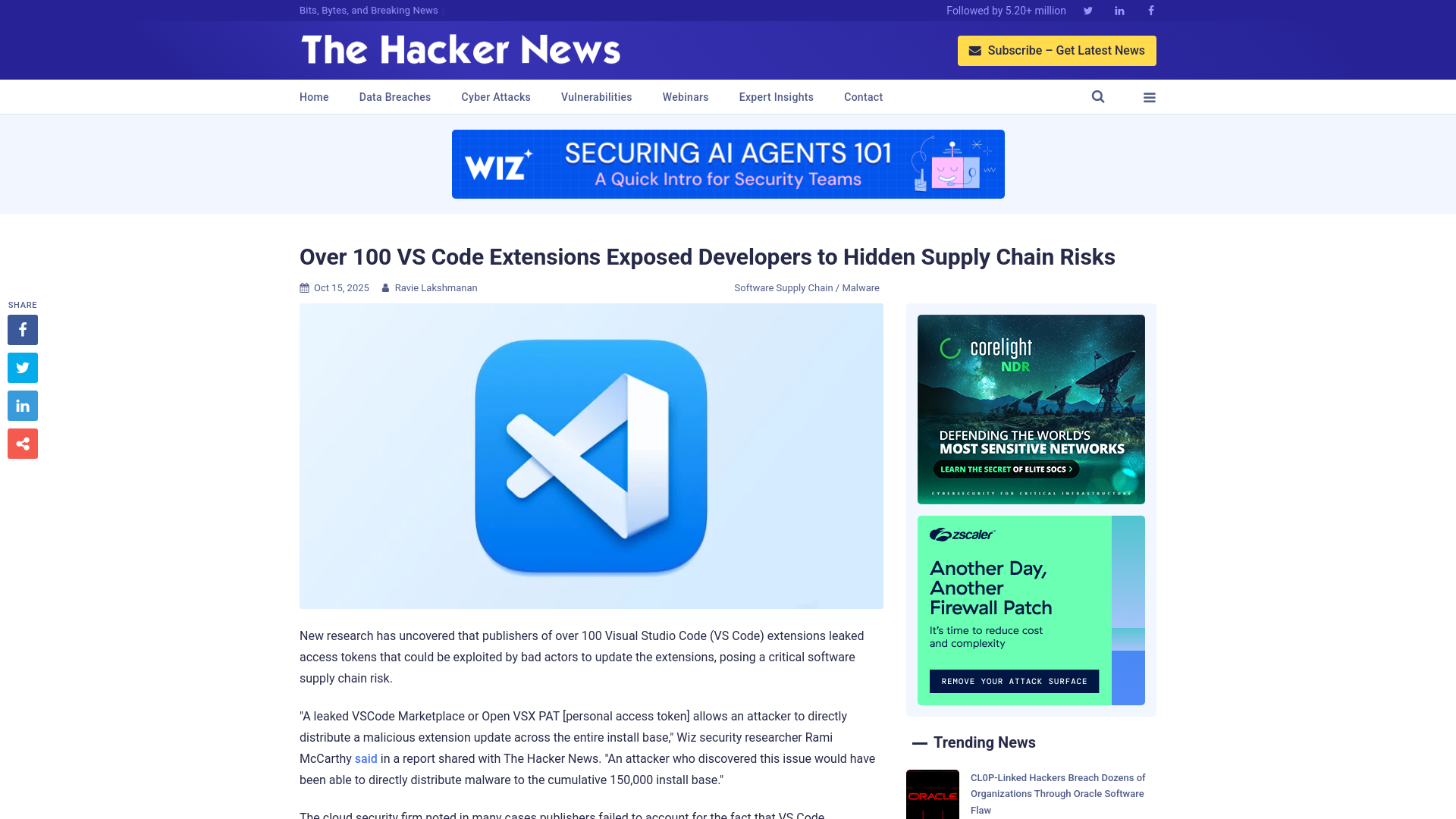 Over 100 VS Code Extensions Exposed Developers to Hidden Supply Chain Risks