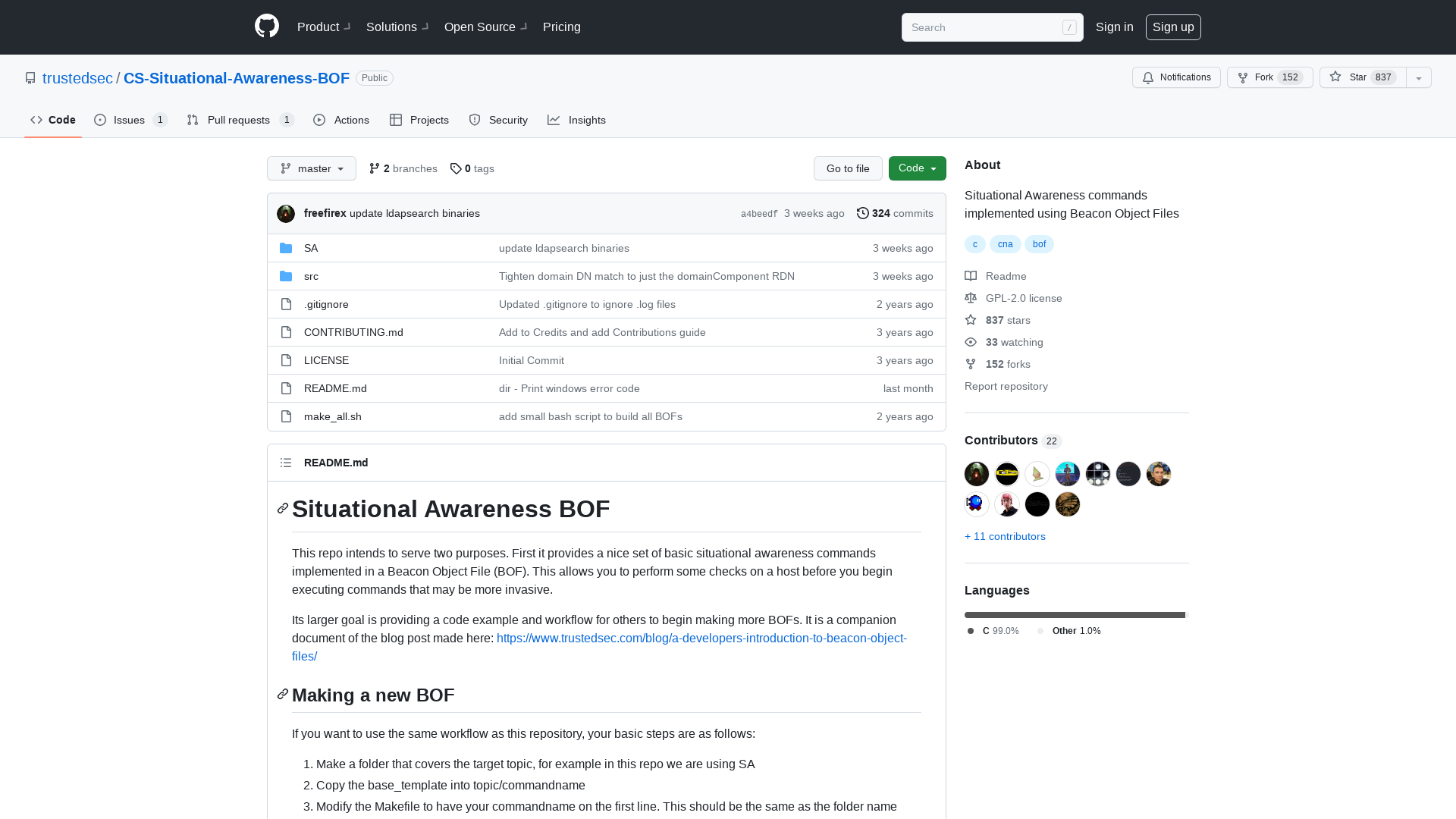 GitHub - trustedsec/CS-Situational-Awareness-BOF: Situational Awareness commands implemented using Beacon Object Files