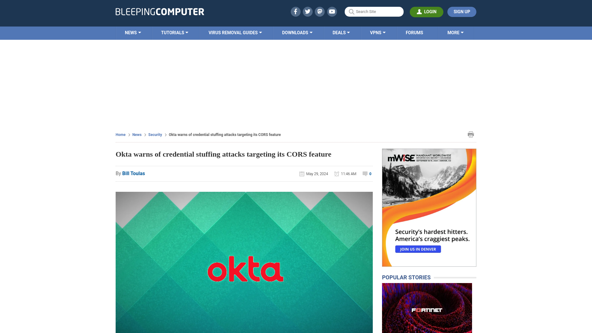 Okta warns of credential stuffing attacks targeting its CORS feature