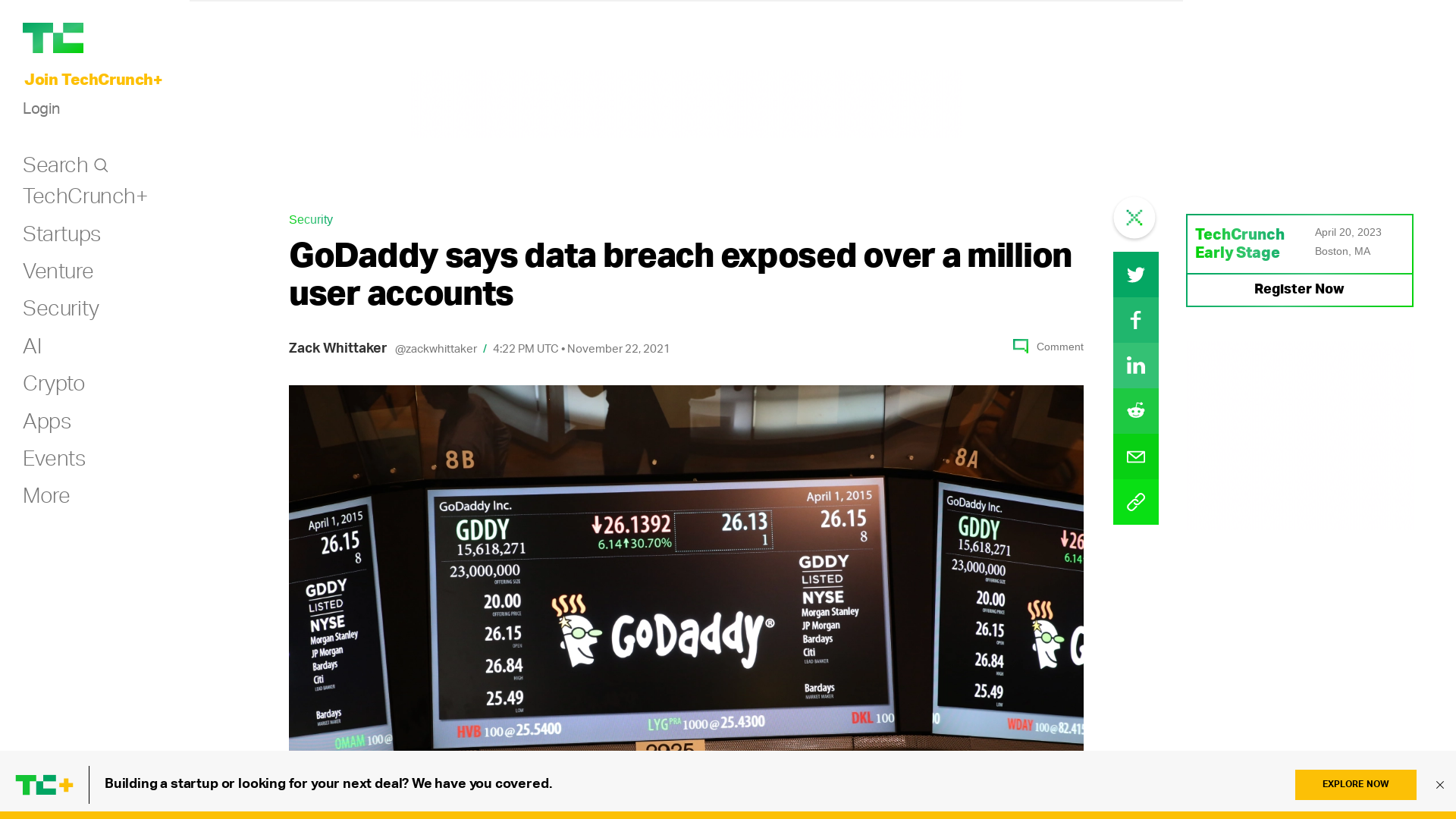 GoDaddy says data breach exposed over a million user accounts | TechCrunch