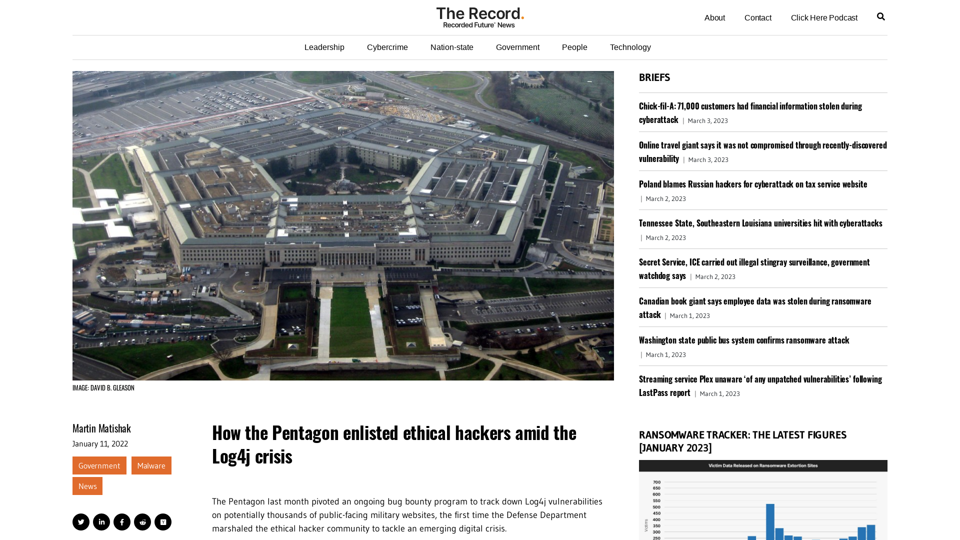 How the Pentagon enlisted ethical hackers amid the Log4j crisis - The Record from Recorded Future News