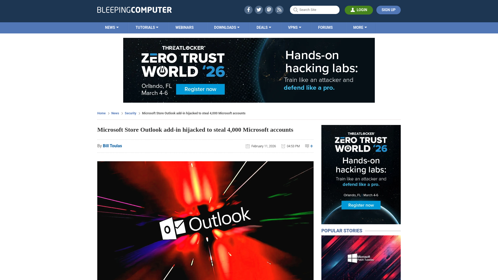 Microsoft Store Outlook add-in hijacked to steal 4,000 Microsoft accounts