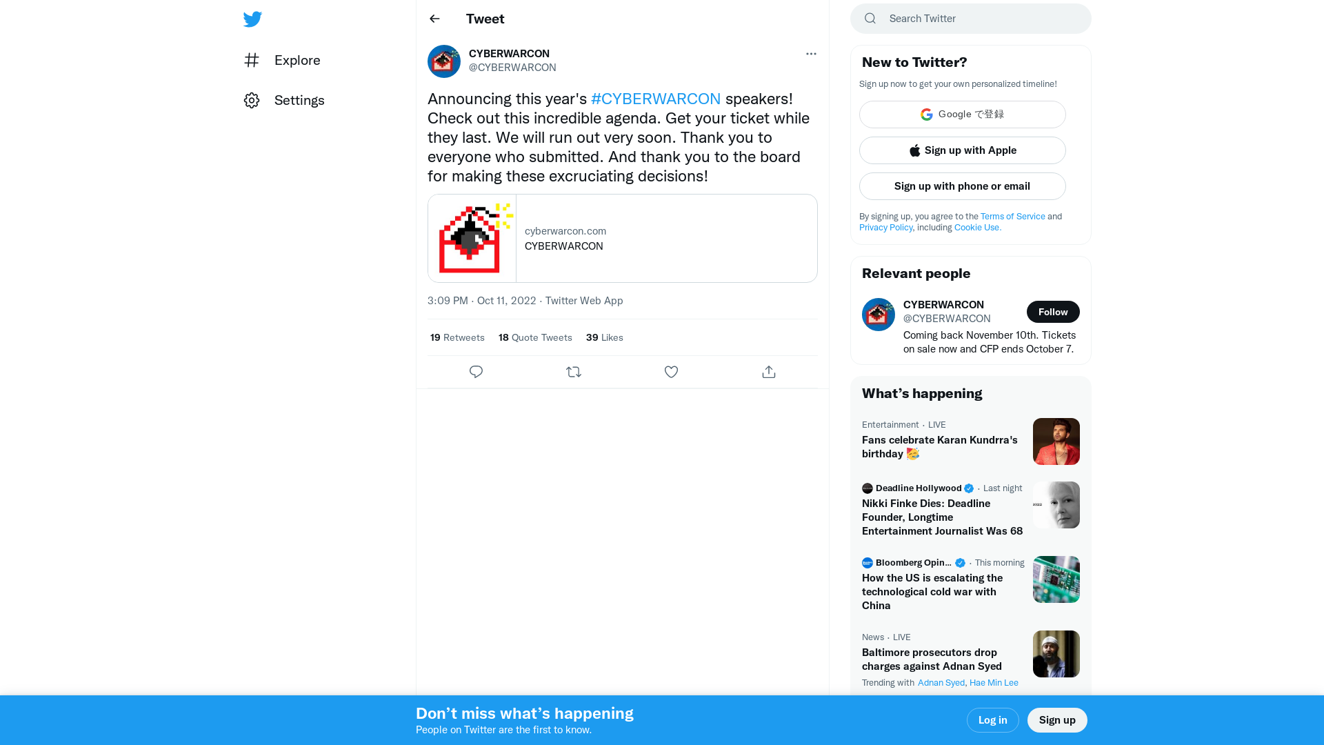 CYBERWARCON on Twitter: "Announcing this year's #CYBERWARCON speakers! Check out this incredible agenda. Get your ticket while they last. We will run out very soon. Thank you to everyone who submitted. And thank you to the board for making these excruciating decisions! https://t.co/r6EusorBUs" / Twitter