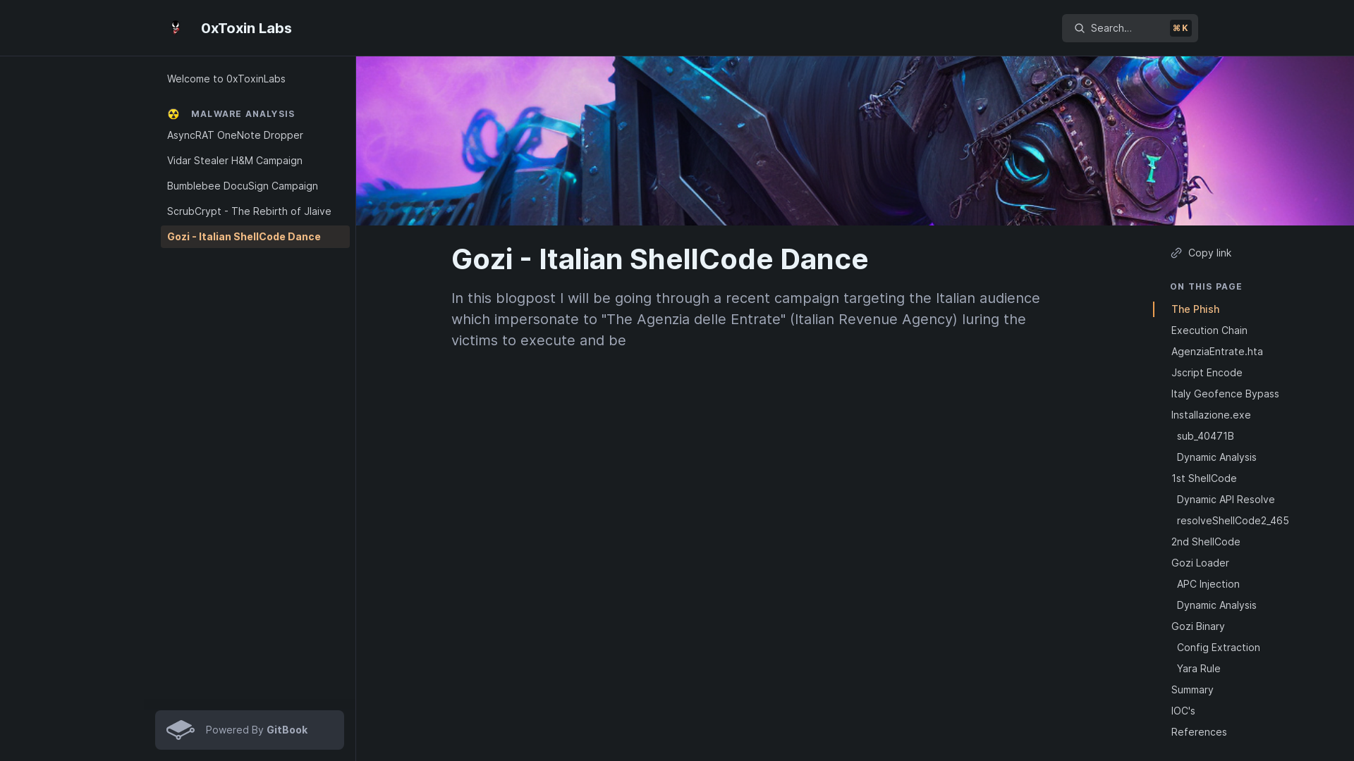 Gozi - Italian ShellCode Dance - 0xToxin Labs