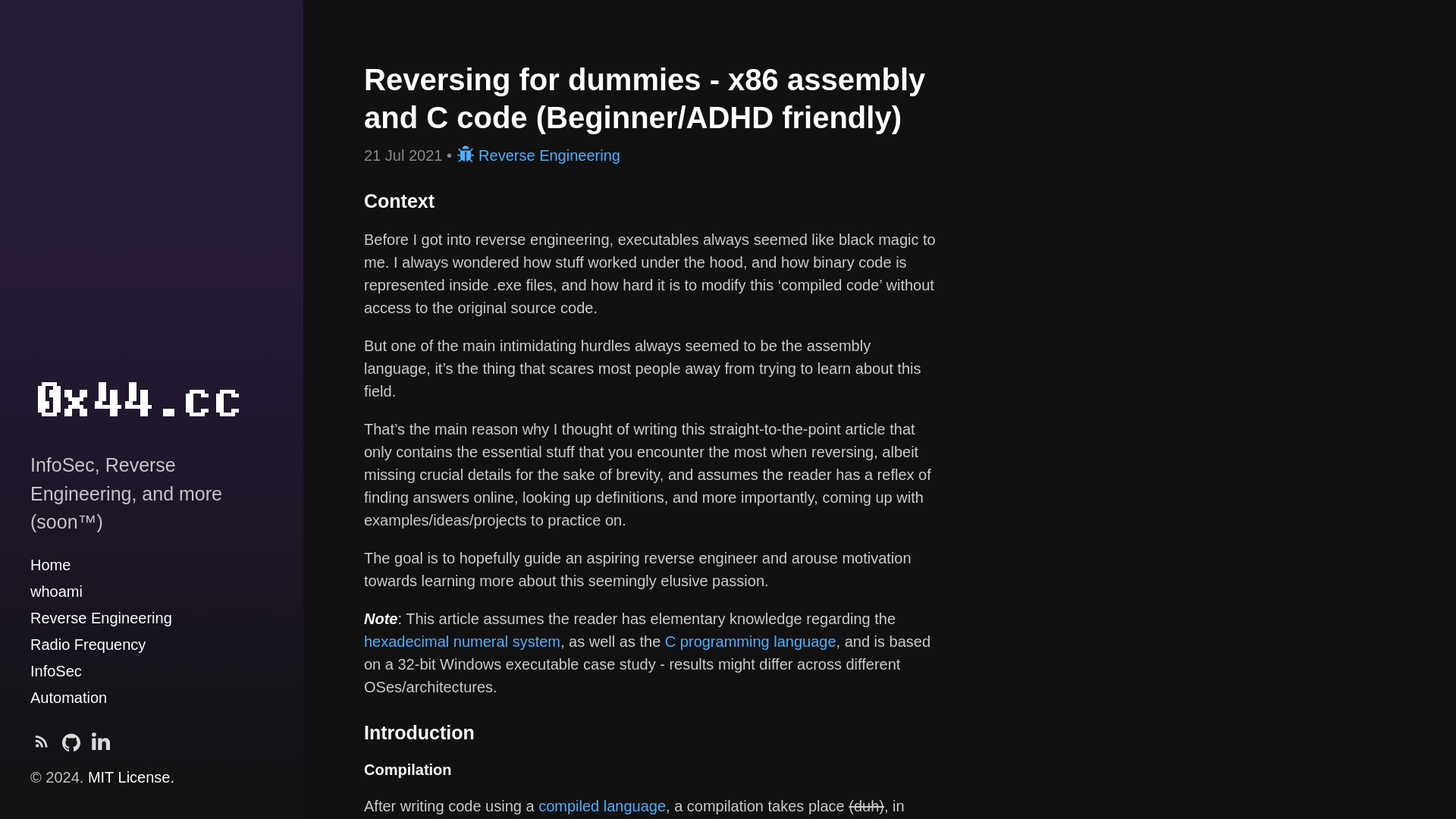 Reversing for dummies - x86 assembly and C code (Beginner/ADHD friendly) · 0x44.cc