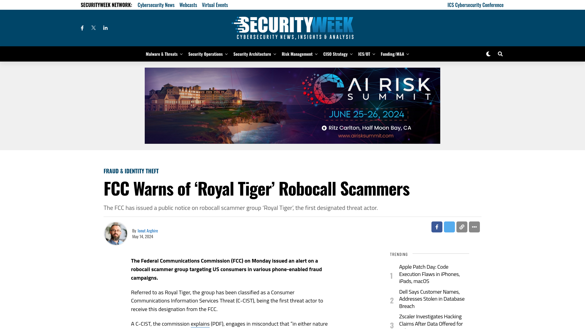 FCC Warns of 'Royal Tiger' Robocall Scammers - SecurityWeek