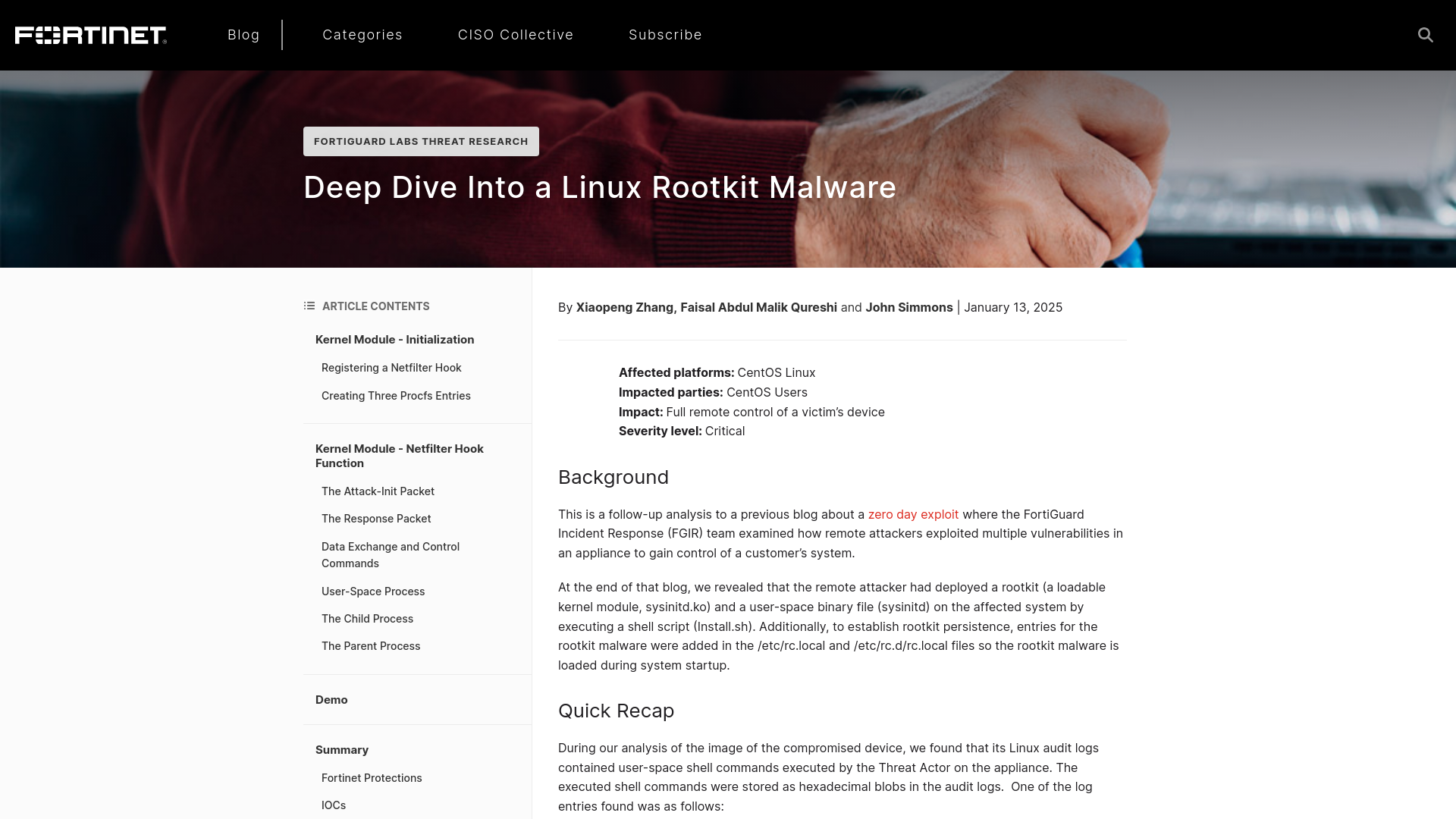 Deep Dive Into a Linux Rootkit Malware | FortiGuard Labs