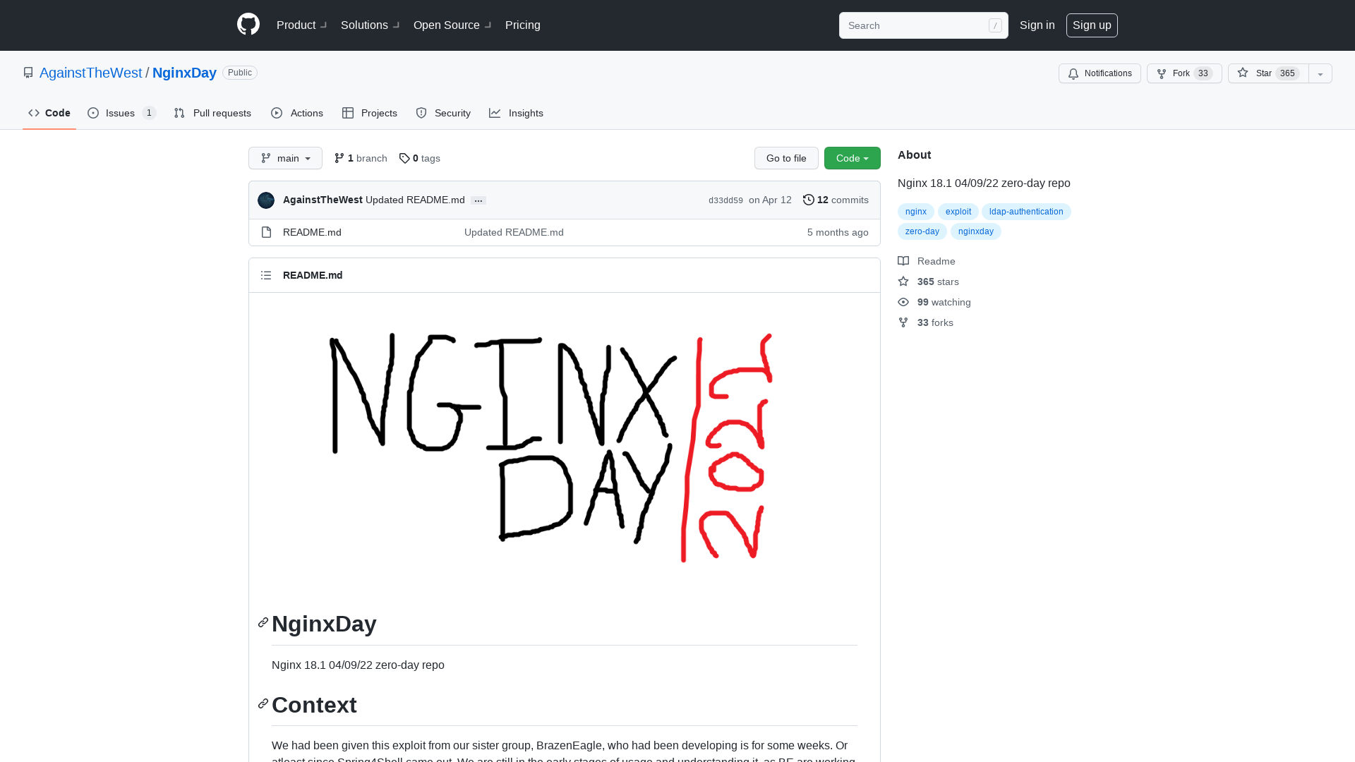 GitHub - AgainstTheWest/NginxDay: Nginx 18.1 04/09/22 zero-day repo