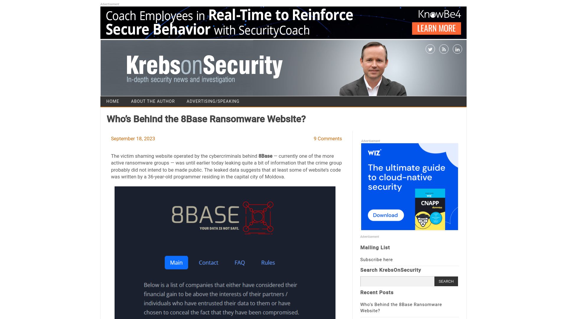 Who’s Behind the 8Base Ransomware Website? – Krebs on Security