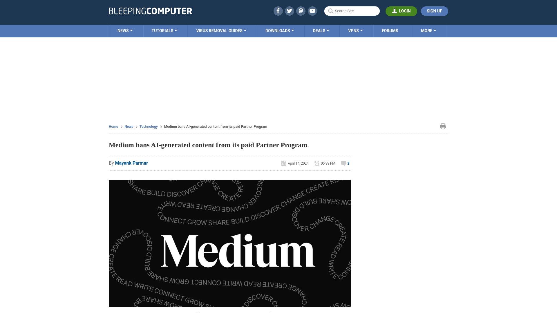 Medium bans AI-generated content from its paid Partner Program