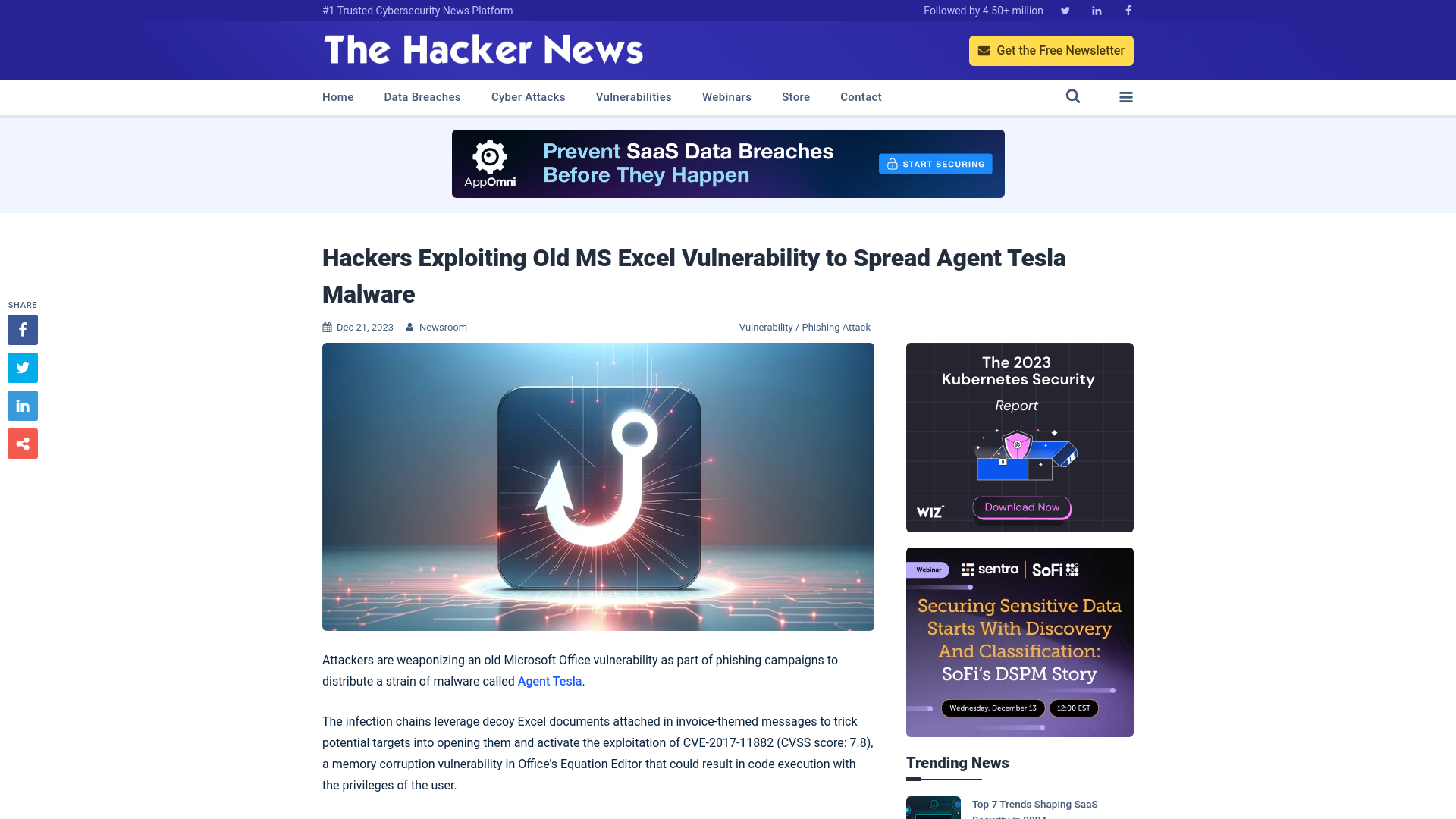 Hackers Exploiting Old MS Excel Vulnerability to Spread Agent Tesla Malware