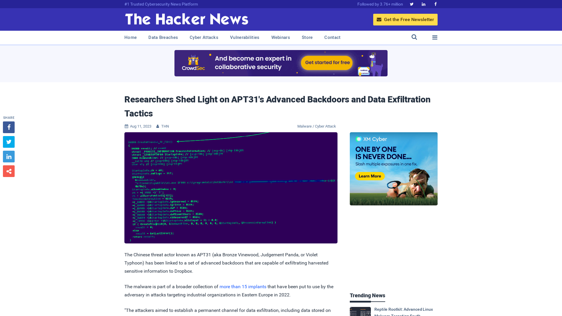 Researchers Shed Light on APT31's Advanced Backdoors and Data Exfiltration Tactics