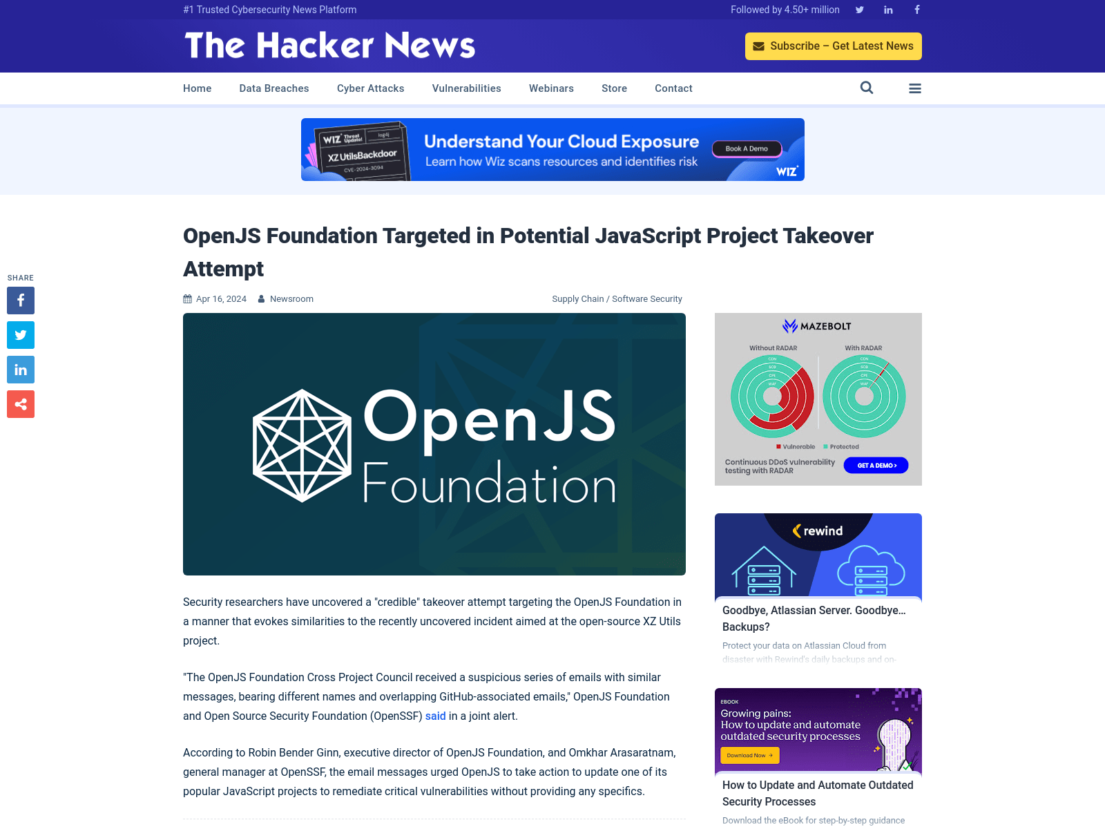 OpenJS Foundation Targeted in Potential JavaScript Project Takeover Attempt