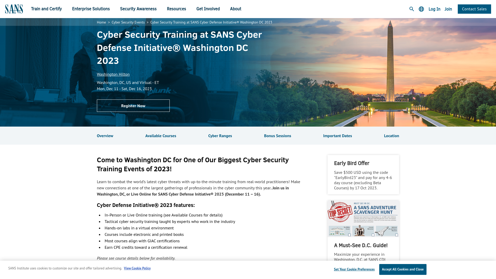 SANS Cyber Defense Initiative 2023 (December 11-16)