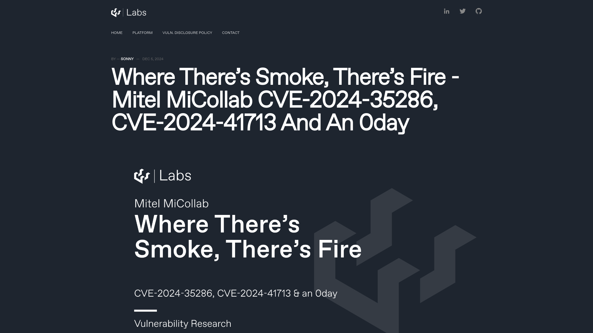 Where There’s Smoke, There’s Fire - Mitel MiCollab CVE-2024-35286, CVE-2024-41713 And An 0day