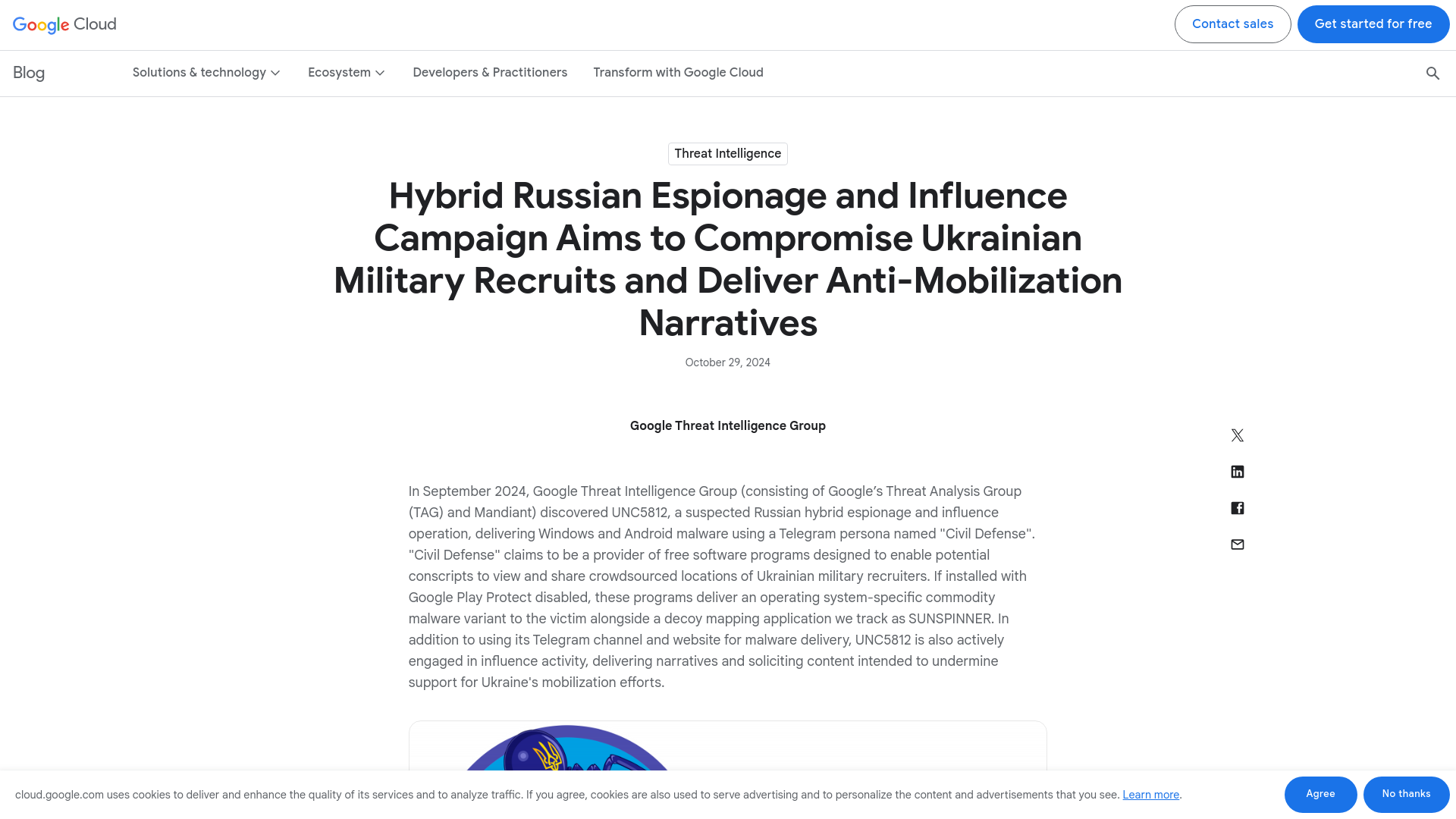 Hybrid Russian Espionage and Influence Campaign Aims to Compromise Ukrainian Military Recruits and Deliver Anti-Mobilization Narratives | Google Cloud Blog