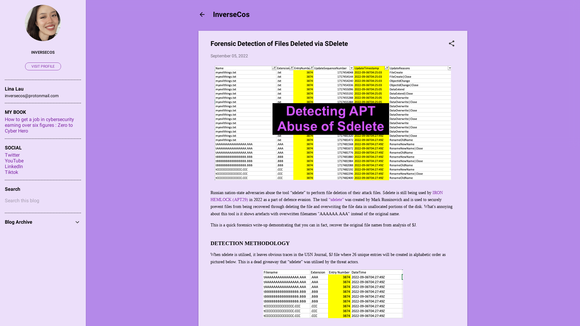 Forensic Detection of Files Deleted via SDelete