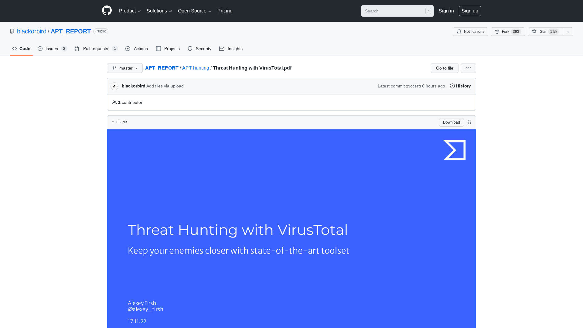 APT_REPORT/Threat Hunting with VirusTotal.pdf at master · blackorbird/APT_REPORT · GitHub