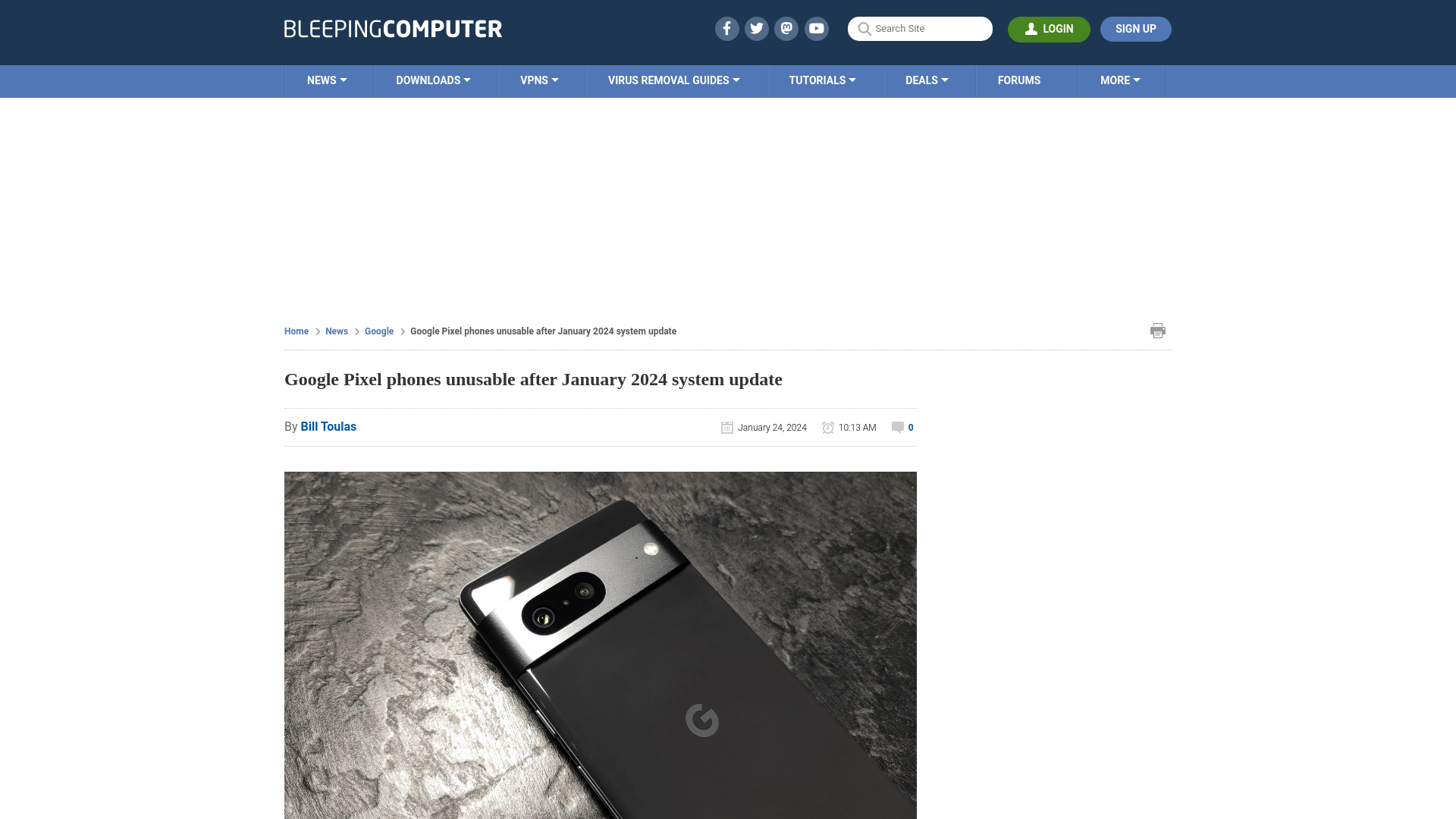 Google Pixel phones unusable after January 2024 system update