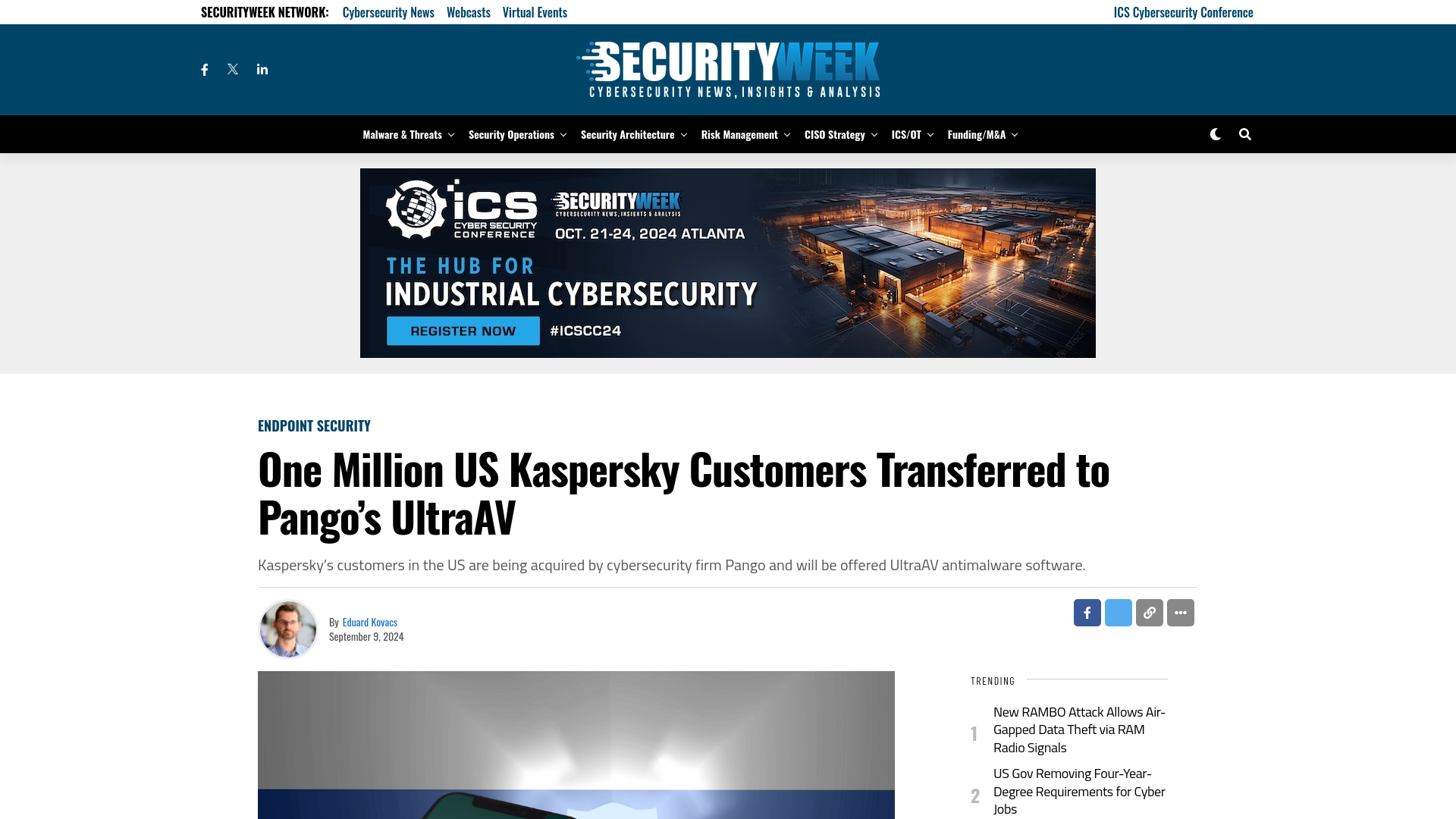 One Million US Kaspersky Customers Transferred to Pango's UltraAV - SecurityWeek