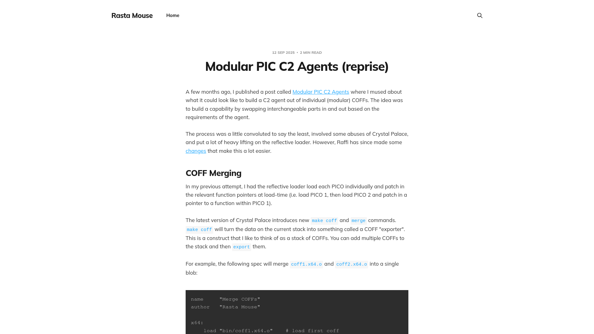 Modular PIC C2 Agents (reprise)
