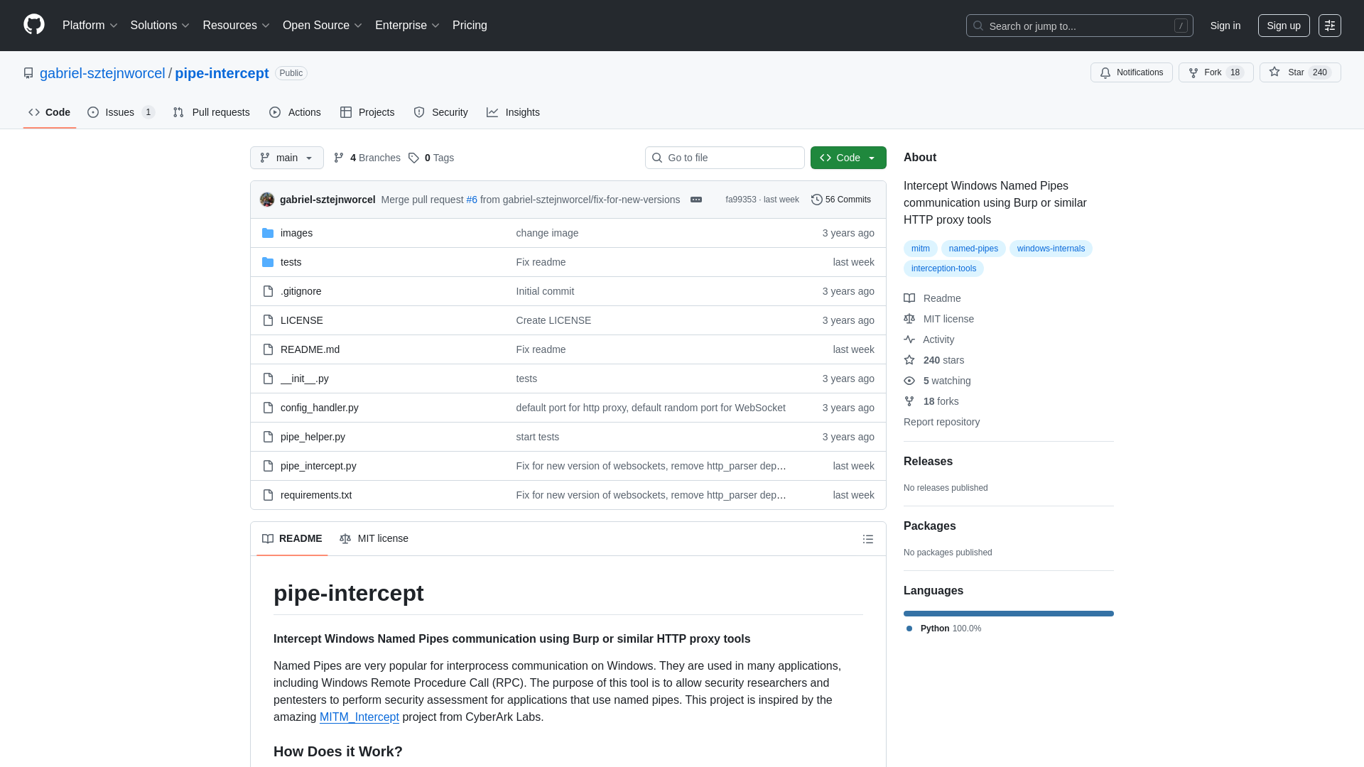 GitHub - gabriel-sztejnworcel/pipe-intercept: Intercept Windows Named Pipes communication using Burp or similar HTTP proxy tools