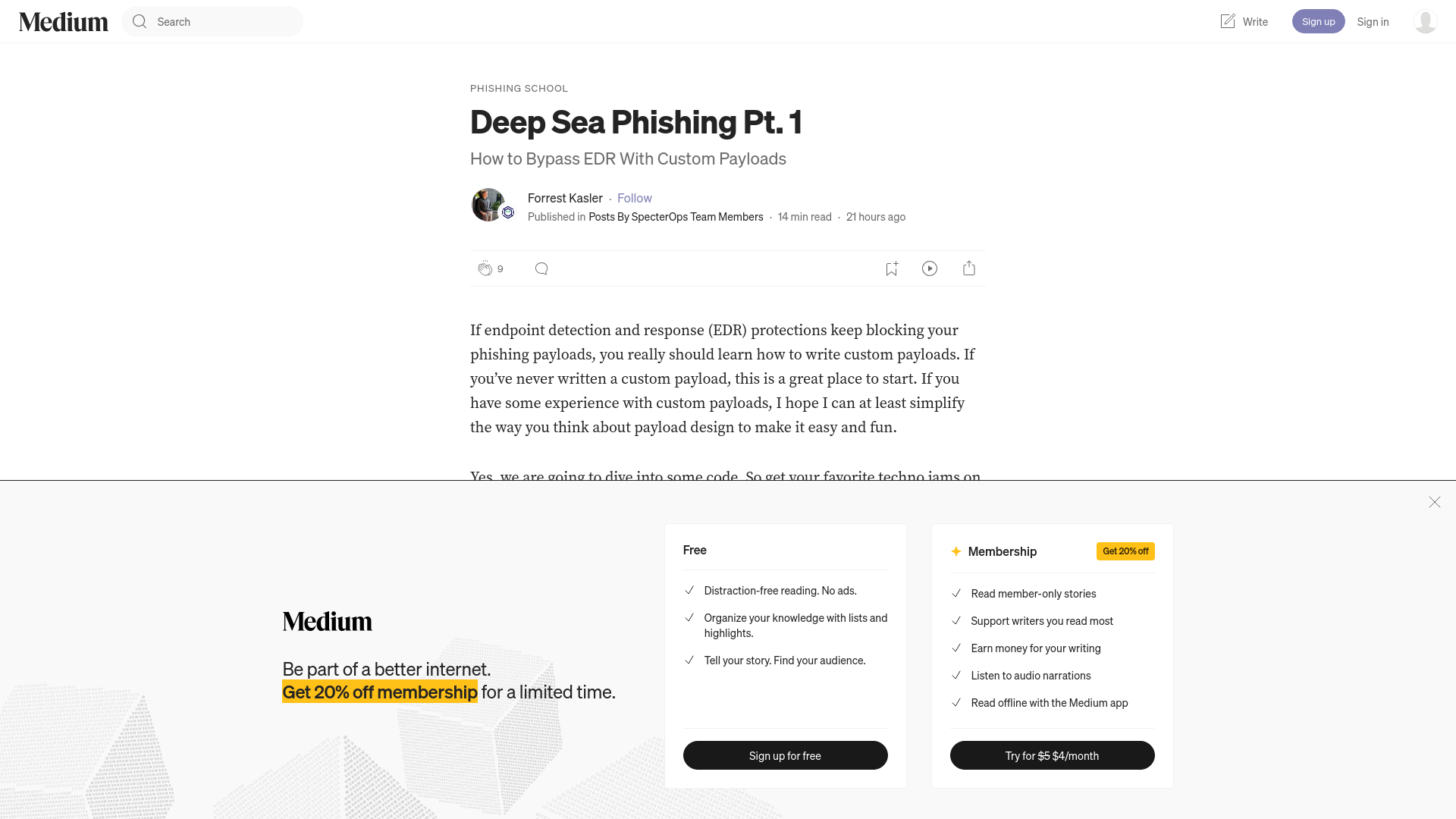 Deep Sea Phishing Pt. 1. How to Bypass EDR With Custom Payloads | by Forrest Kasler | Jul, 2024 | Posts By SpecterOps Team Members