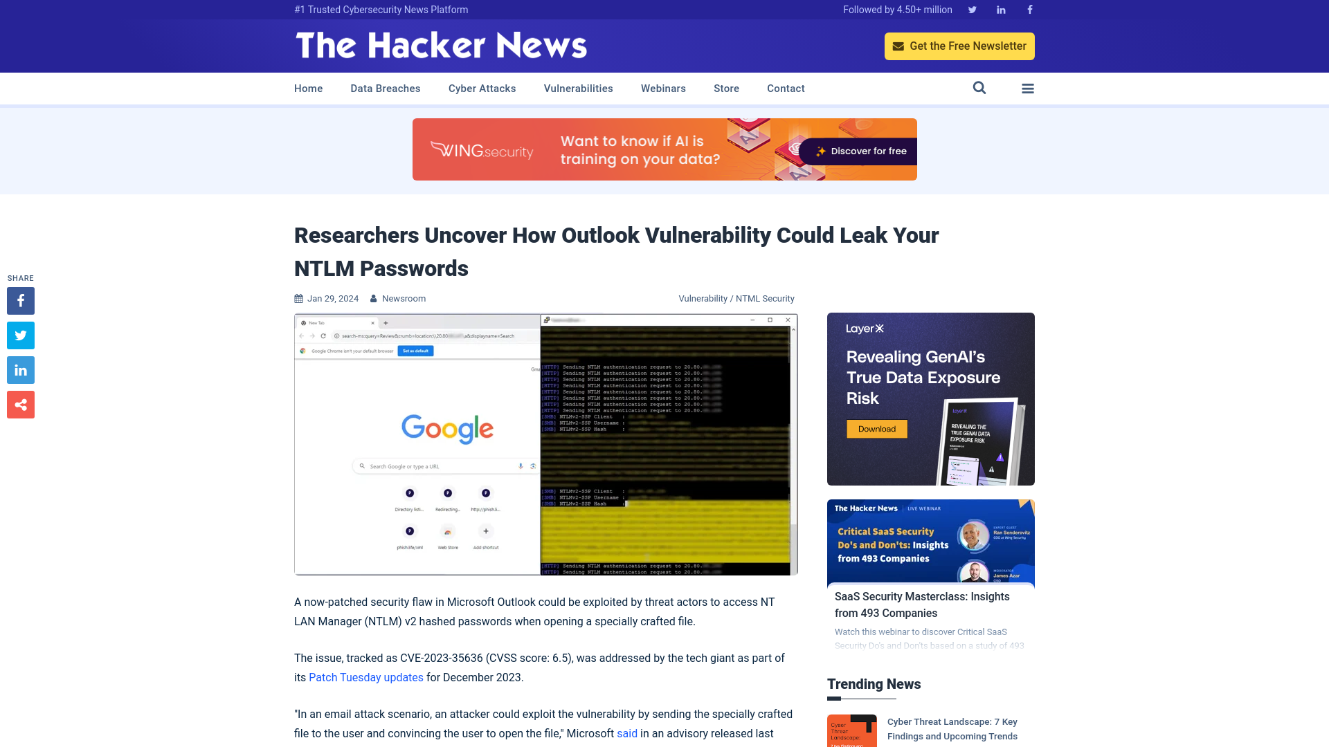 Researchers Uncover How Outlook Vulnerability Could Leak Your NTLM Passwords