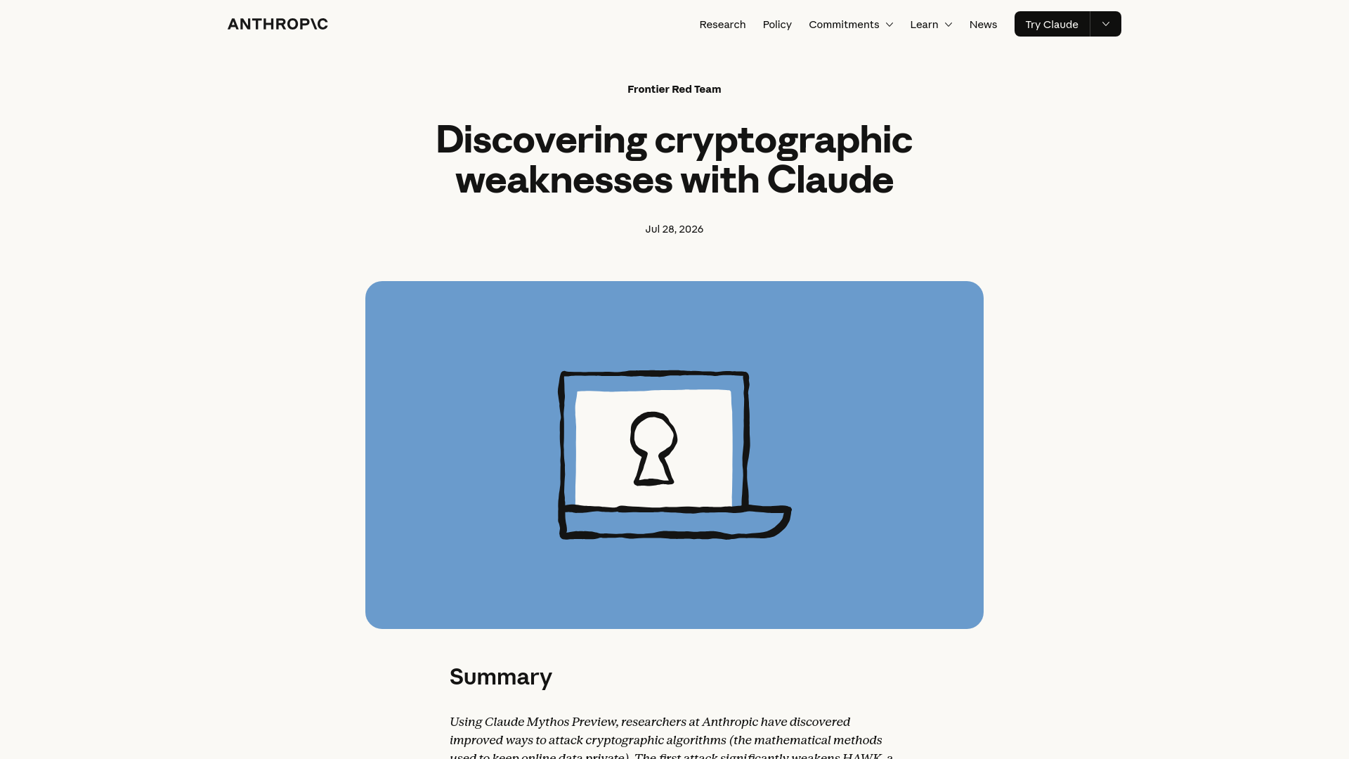 Discovering cryptographic weaknesses with Claude \ Anthropic