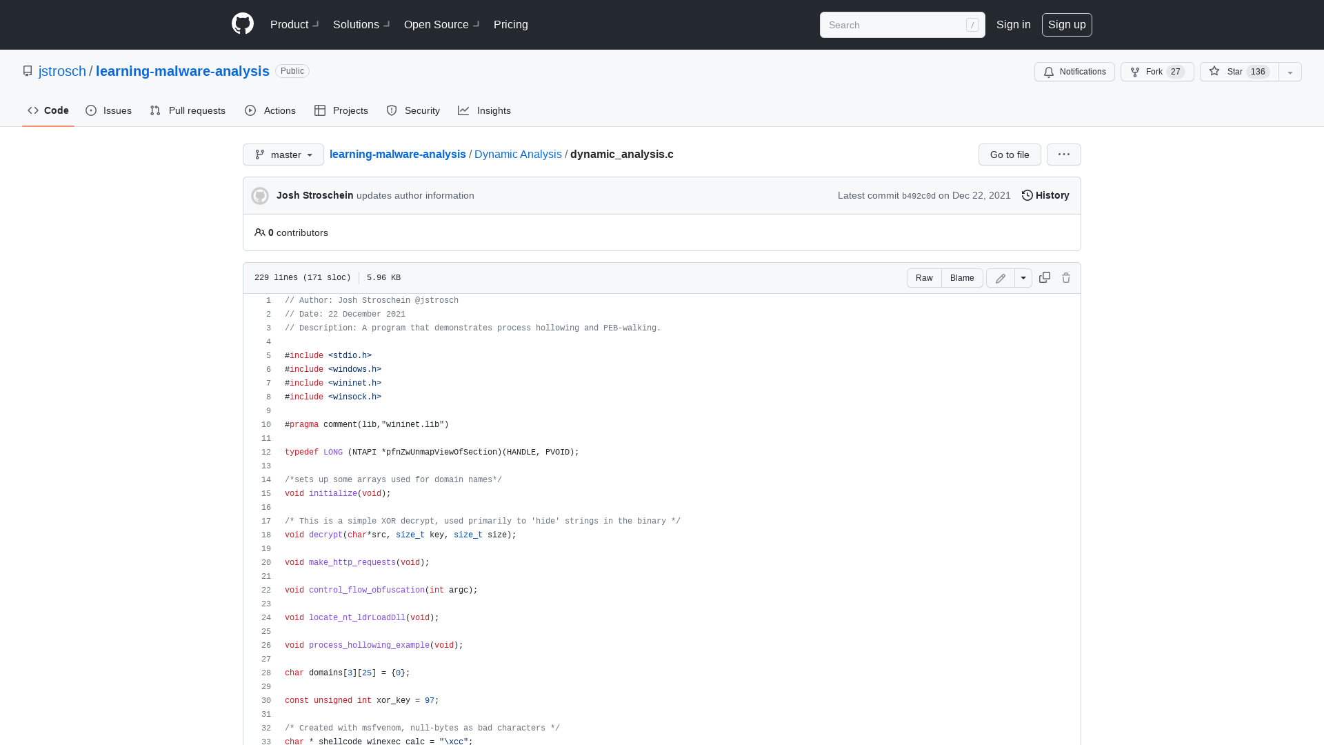 learning-malware-analysis/dynamic_analysis.c at master · jstrosch/learning-malware-analysis · GitHub