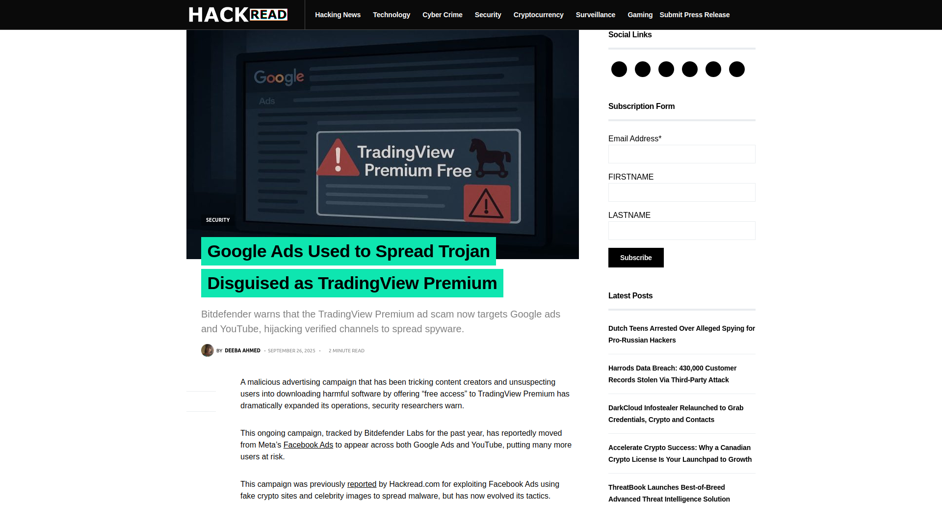 Google Ads Used to Spread Trojan Disguised as TradingView Premium