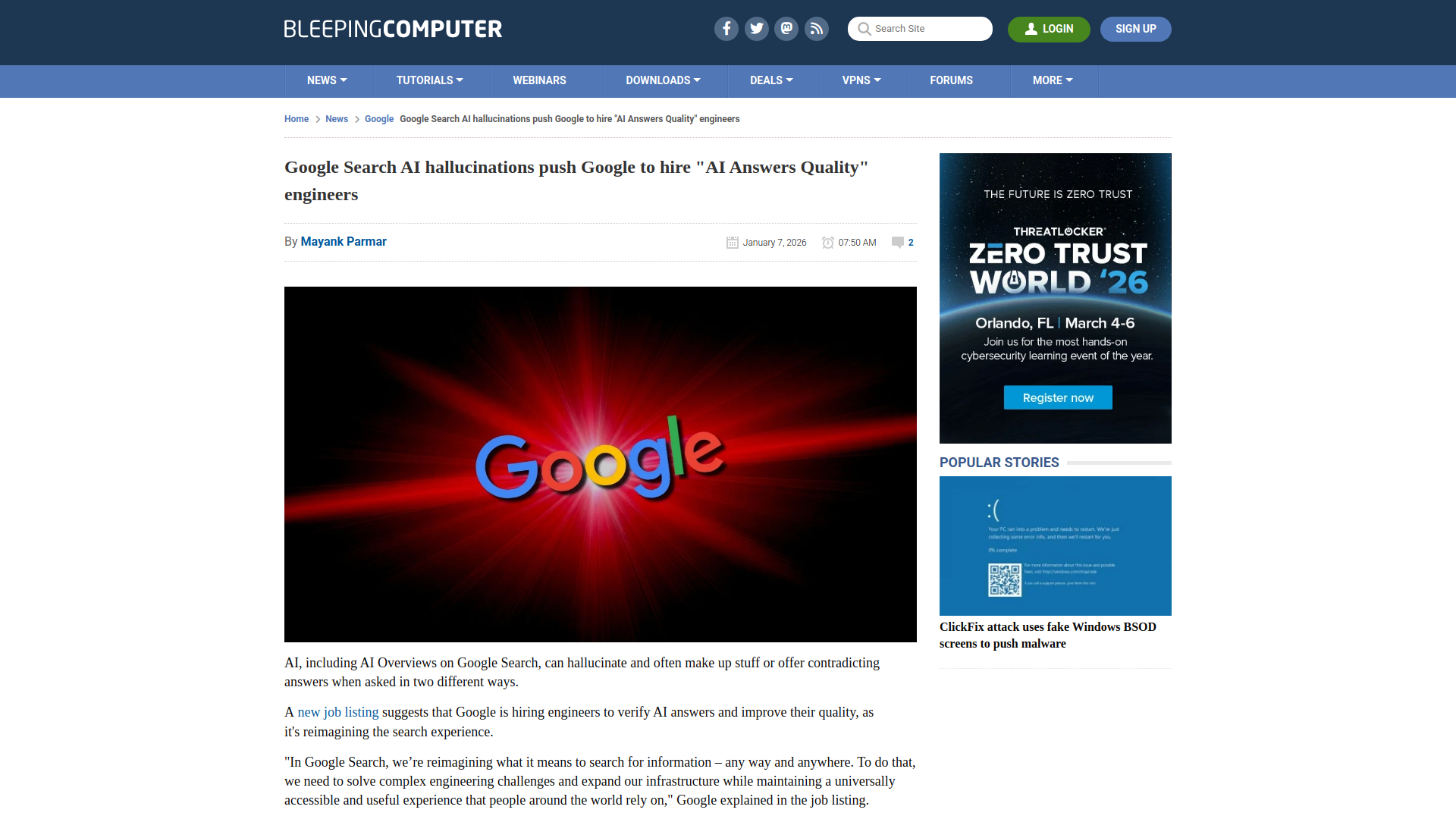 Google Search AI hallucinations push Google to hire "AI Answers Quality" engineers