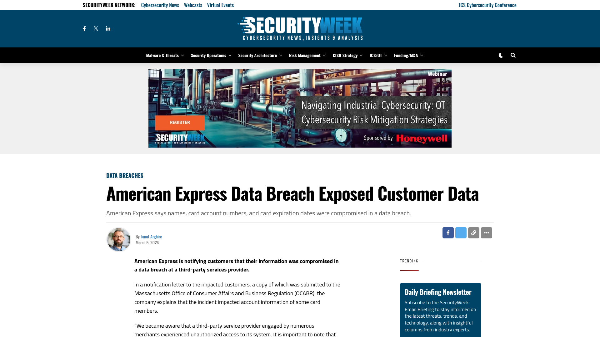 American Express Data Breach Exposed Customer Data - SecurityWeek