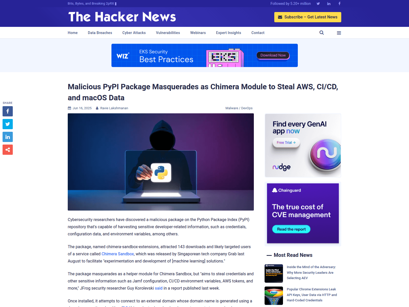Malicious PyPI Package Masquerades as Chimera Module to Steal AWS, CI/CD, and macOS Data