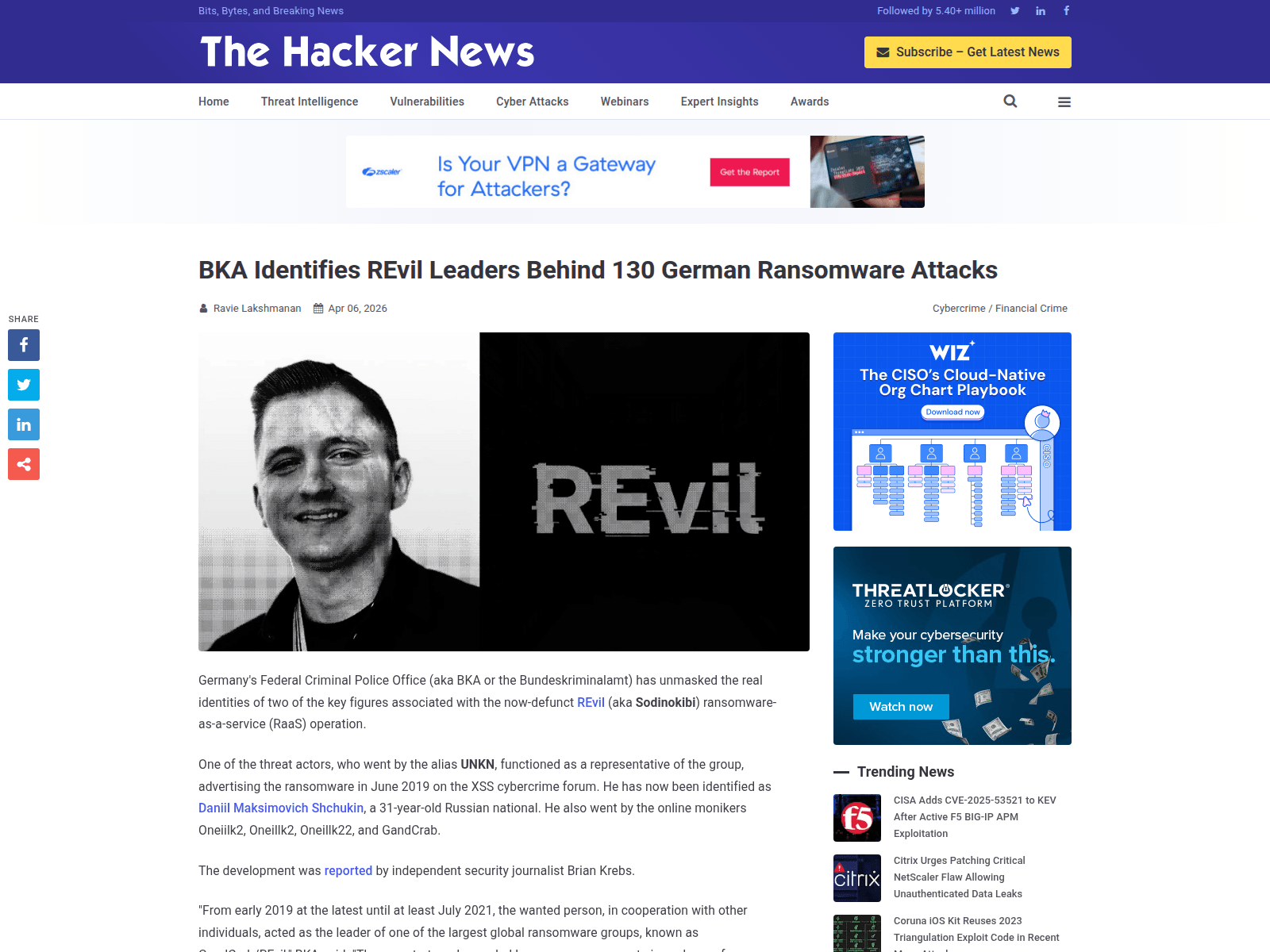BKA Identifies REvil Leaders Behind 130 German Ransomware Attacks