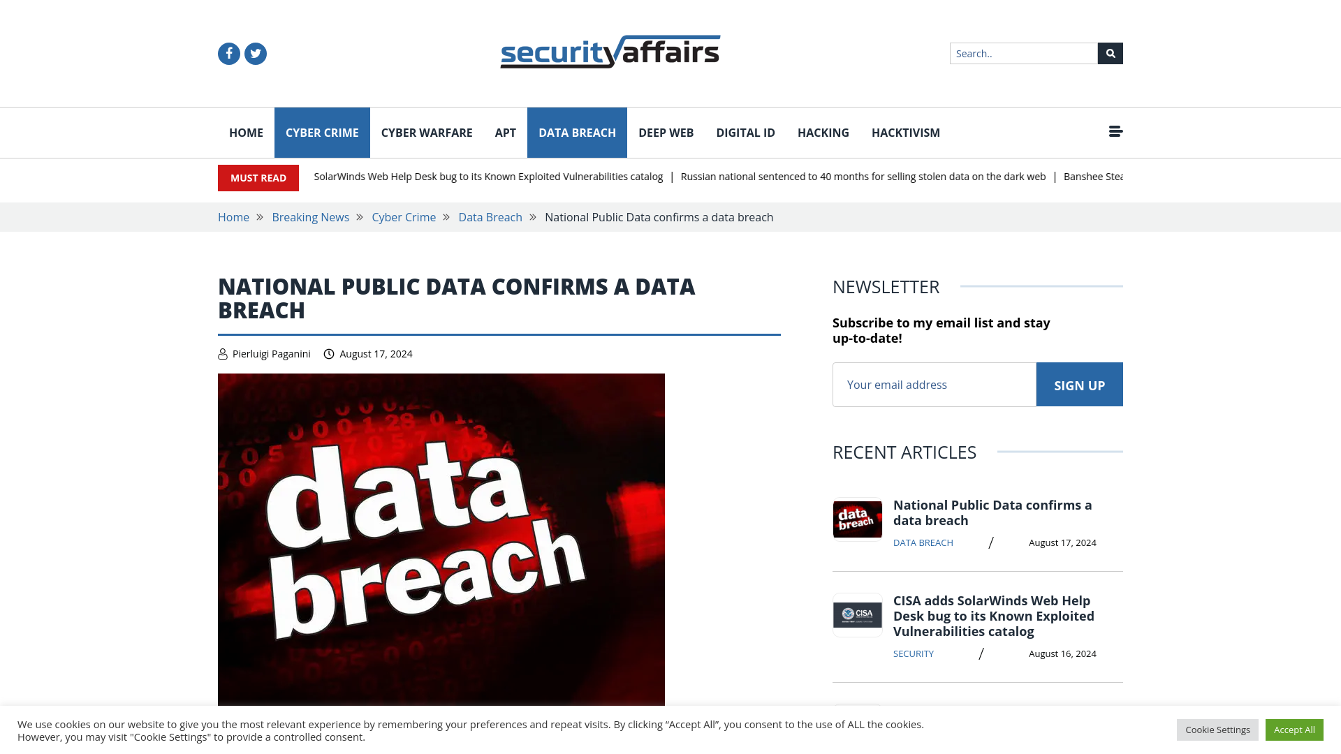 National Public Data confirms a data breach